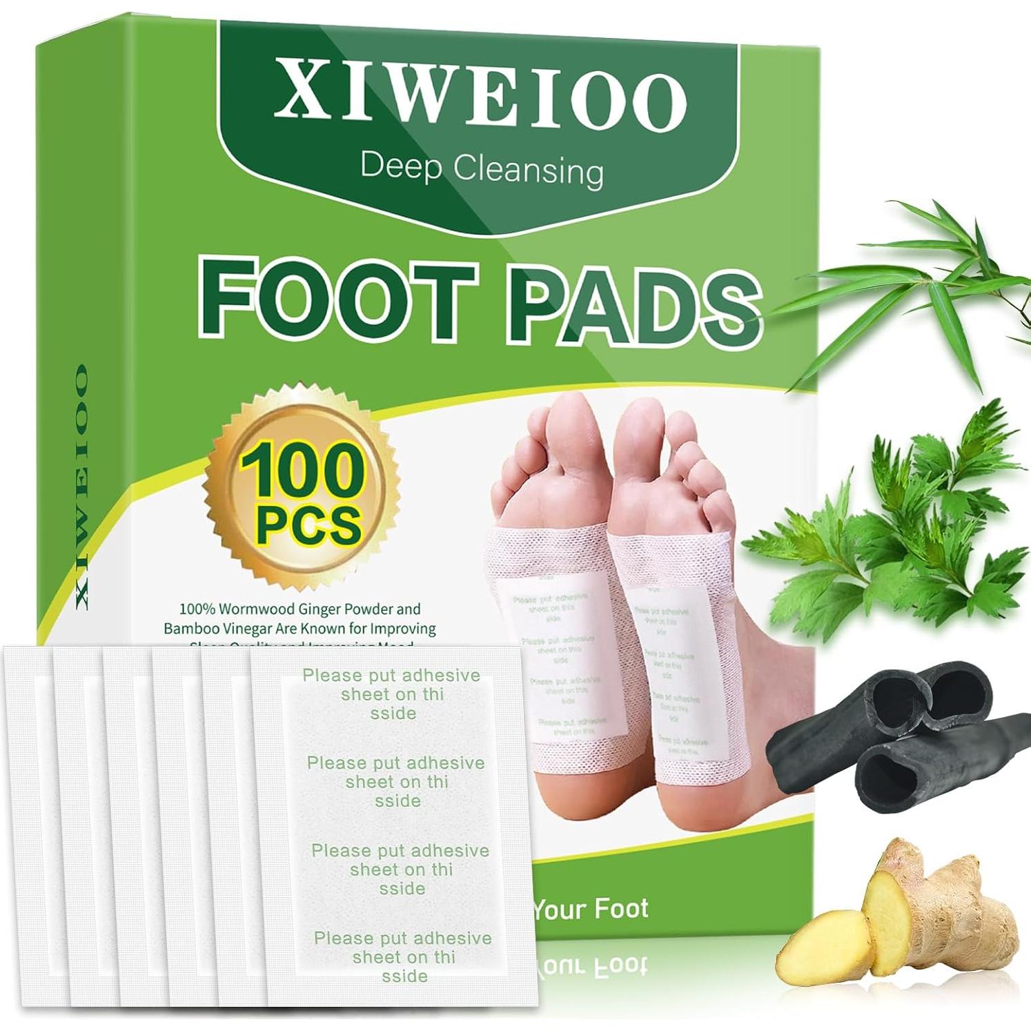 Parches para Pies XIWEIOO 100 Unidades de Bambú y Jengibre