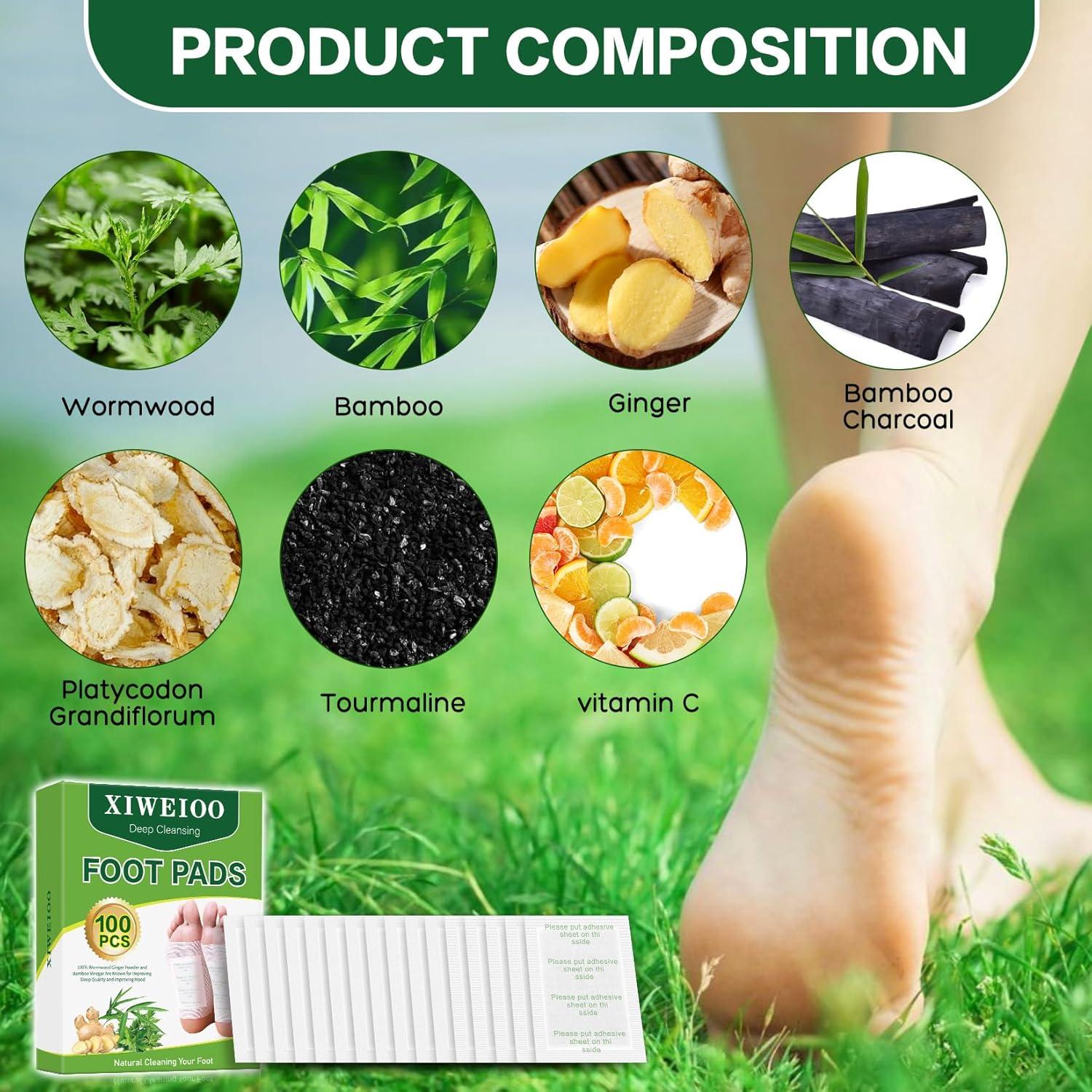 Parches para Pies XIWEIOO 100 Unidades de Bambú y Jengibre