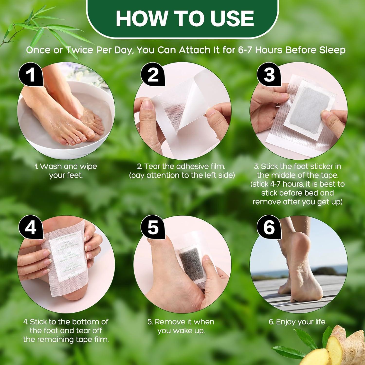 Parches para Pies XIWEIOO 100 Unidades de Bambú y Jengibre