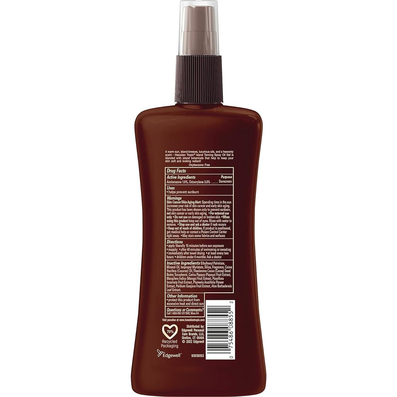 Aceite Bronceador Oscuro Hawaiian Tropic SPF 6 236 ml Paquete de 2