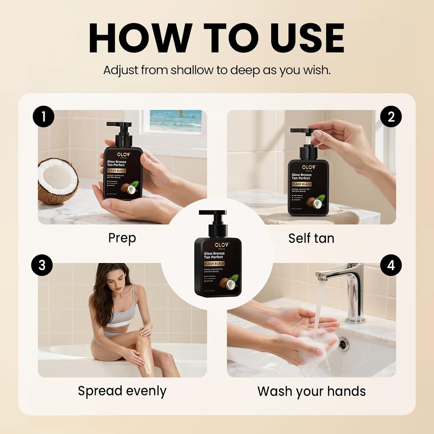 Loción Bronceadora OLOV Beauly Glow 150 ml - Hidratante Natural