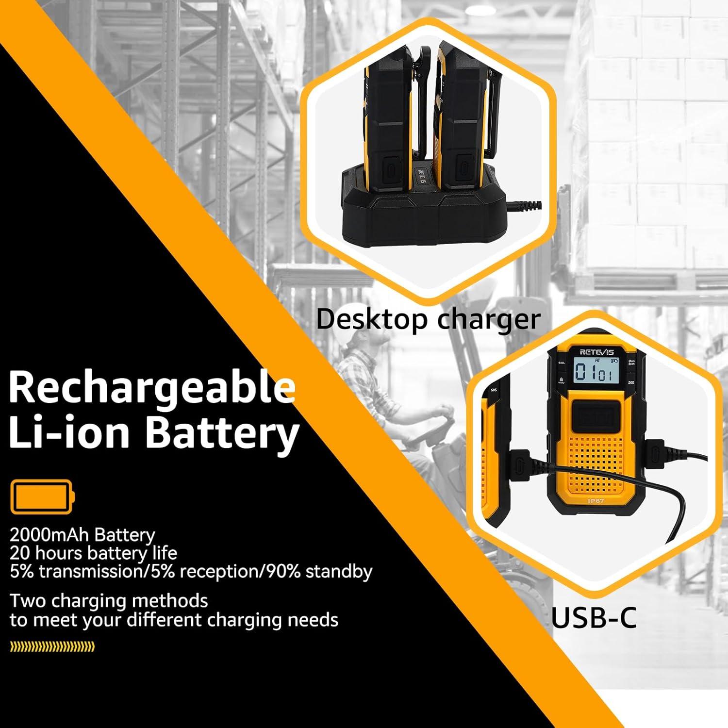 Walkie Talkies Retevis RB48 Impermeables 2000mAh Amarillo