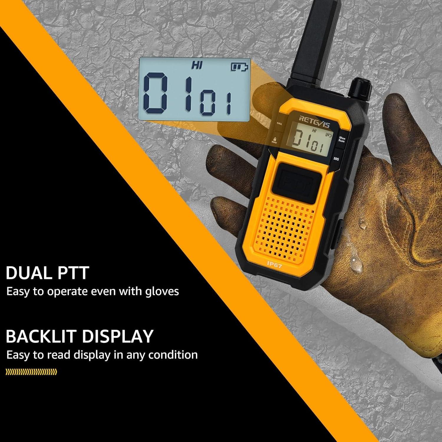 Walkie Talkies Retevis RB48 Impermeables 2000mAh Amarillo