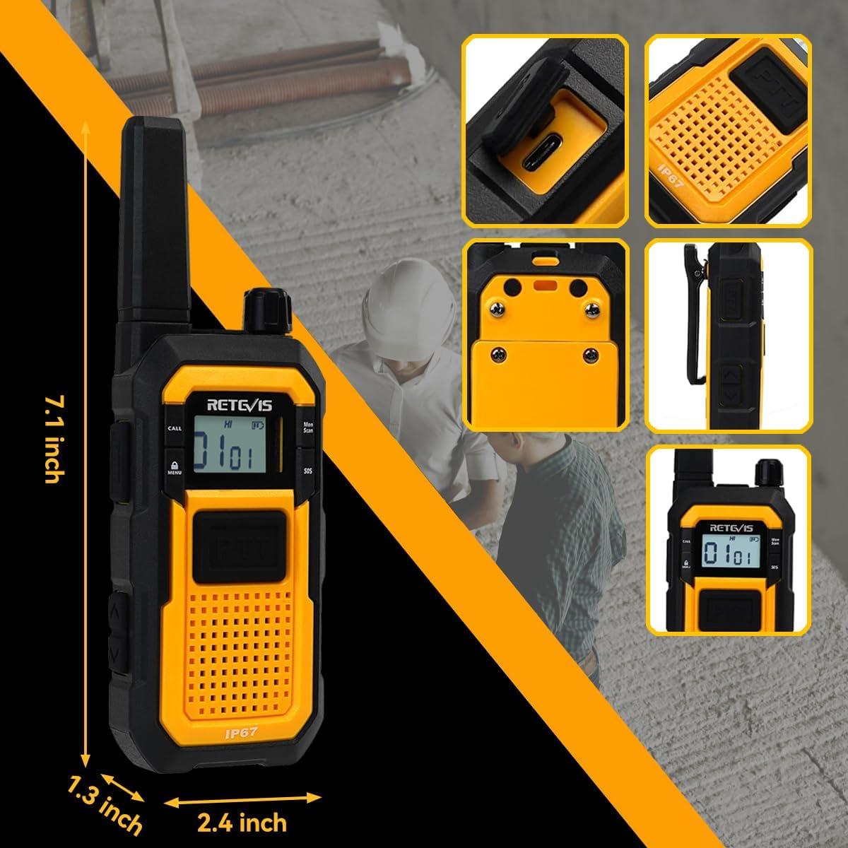 Walkie Talkies Retevis RB48 Impermeables 2000mAh Amarillo