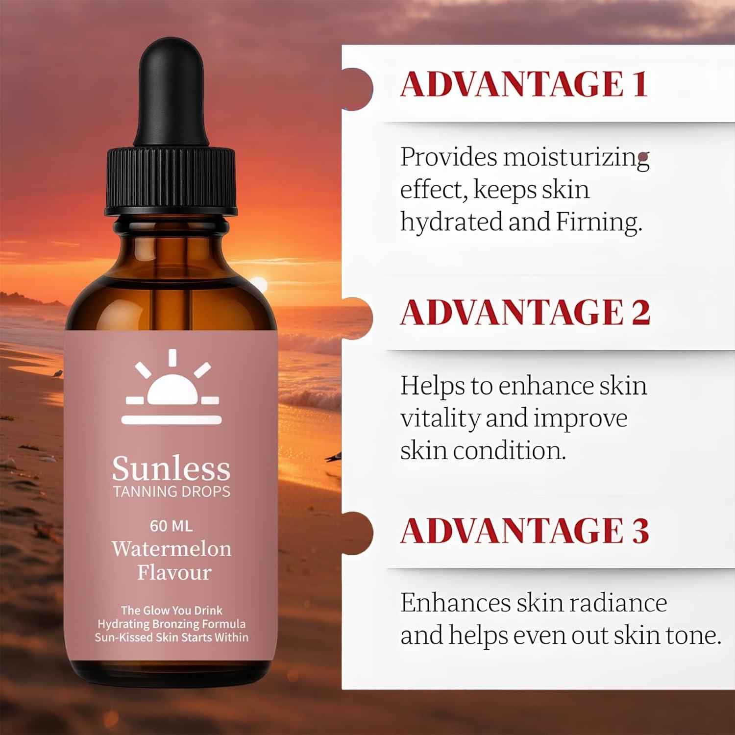 Gotas de Bronceado Bebible WHDEOW - Sabor Sandía, Hidratante