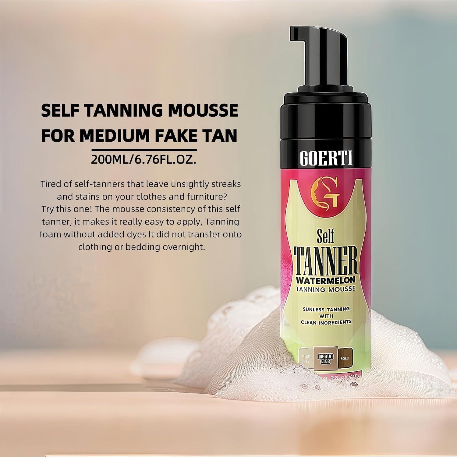 Mousse Autobronceador GOERTI 200ml + Guante Aplicador - Bronceado Natural Medio