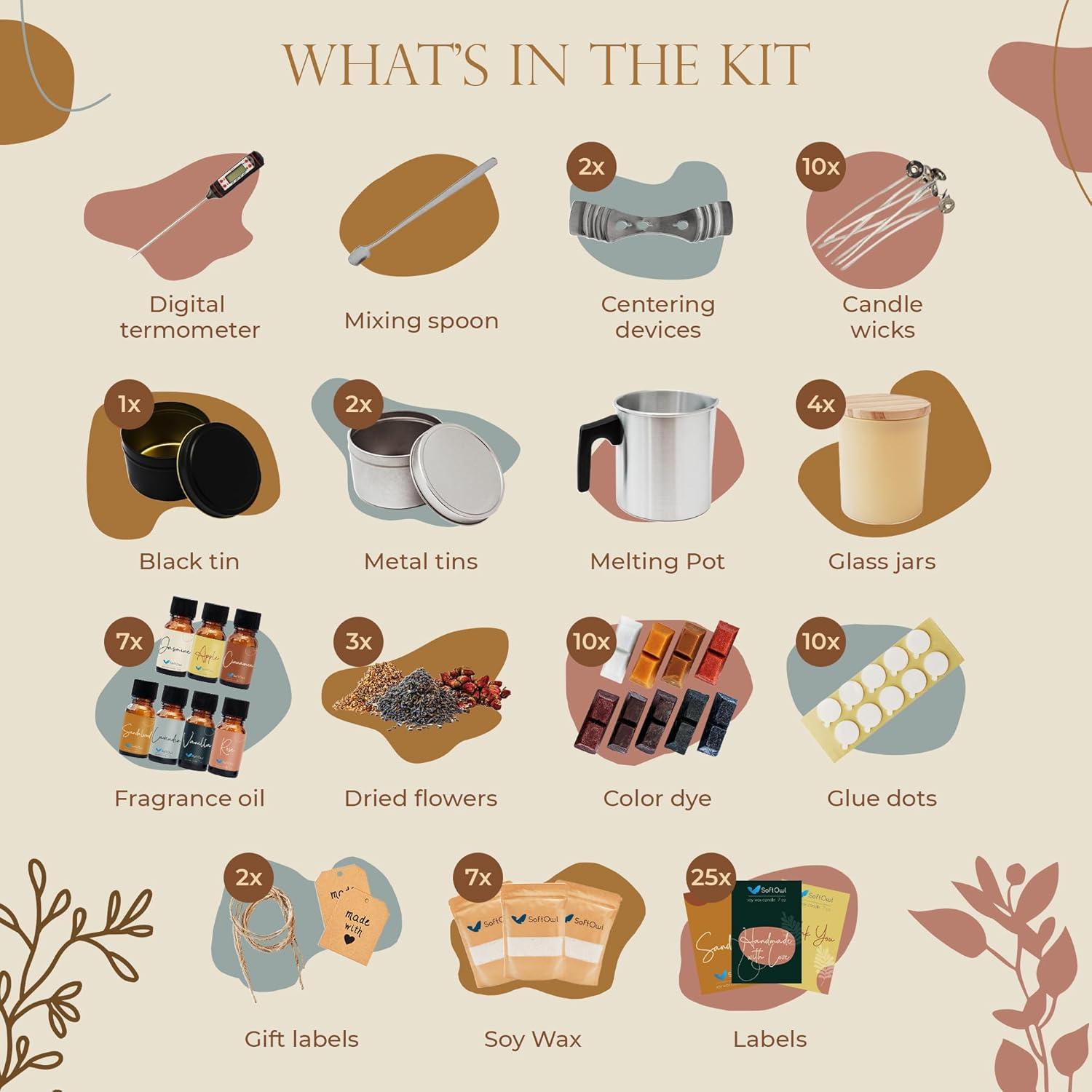 Kit de Velas Aromáticas SoftOwl - Cera de Soja y 7 Aromas