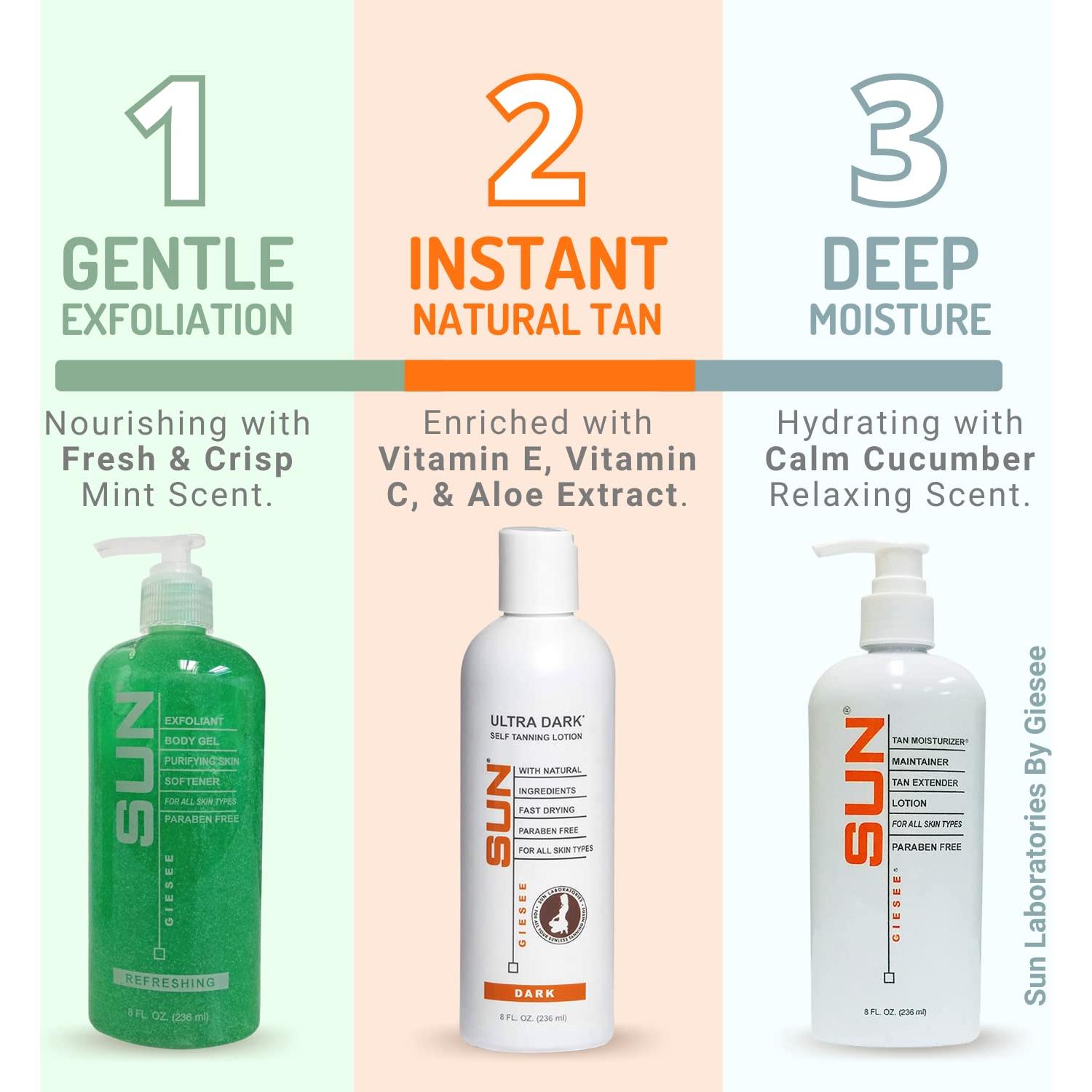 Loción Autobronceadora Oscura Sun Laboratories - 3 Botellas 236.6 ml