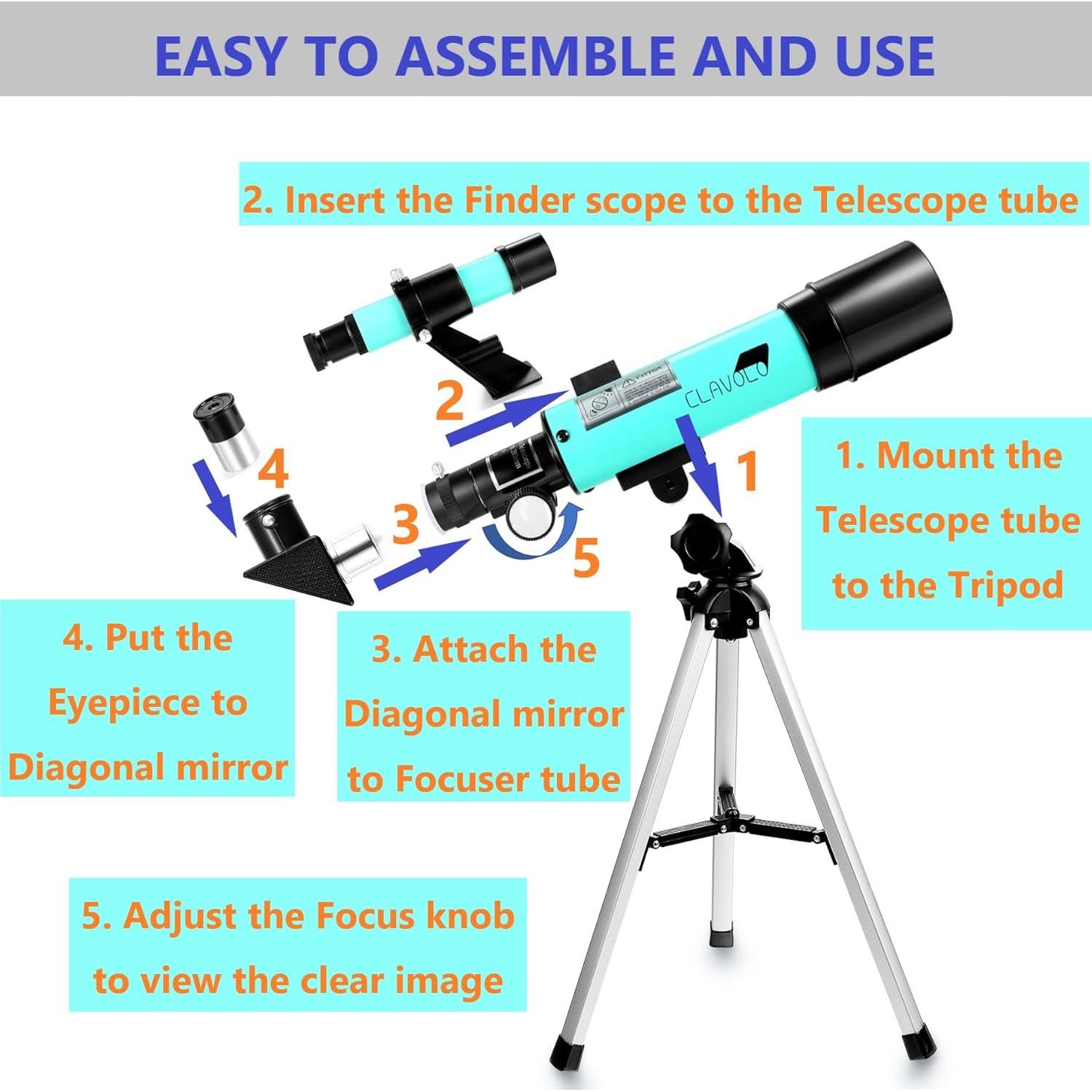 Telescopio Refractor CLAVOLO 0.99 kg 18X-135X para Niños