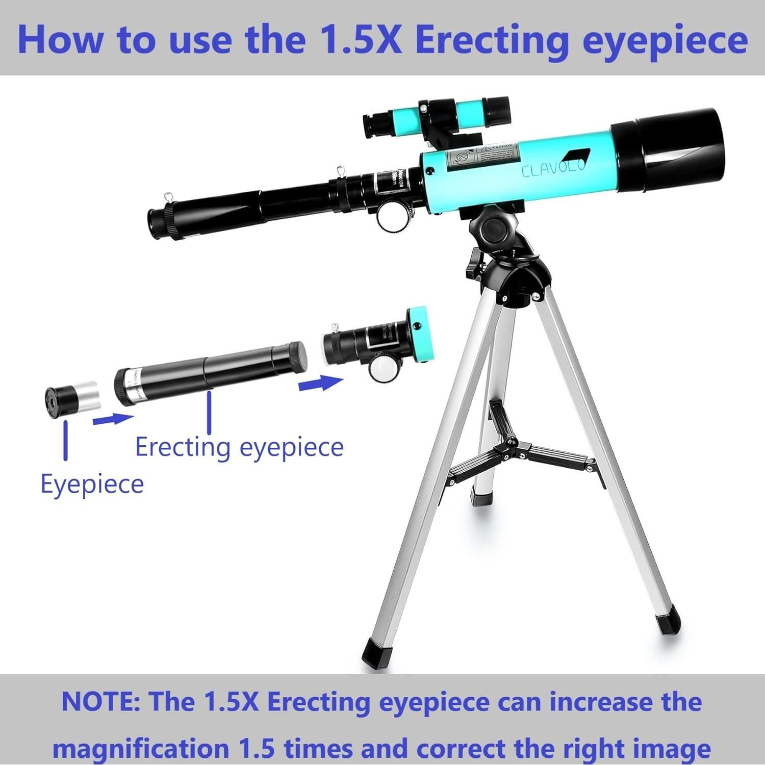 Telescopio Refractor CLAVOLO 0.99 kg 18X-135X para Niños