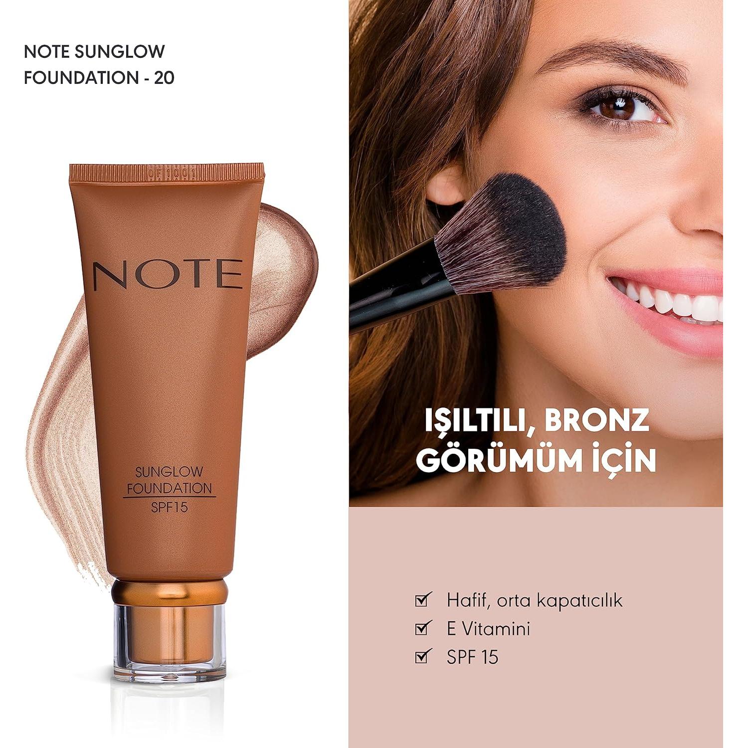 Base de Maquillaje Note Cosmetique Sun Glow SPF 15 - 20-28.35 ml