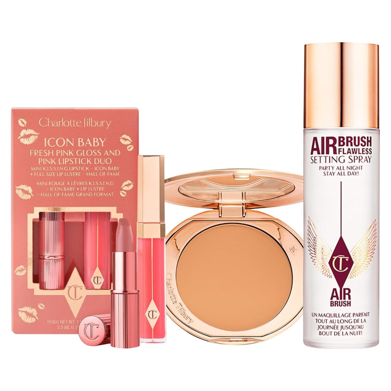 Kit de Maquillaje Charlotte Tilbury - Spray Fijador + Labios