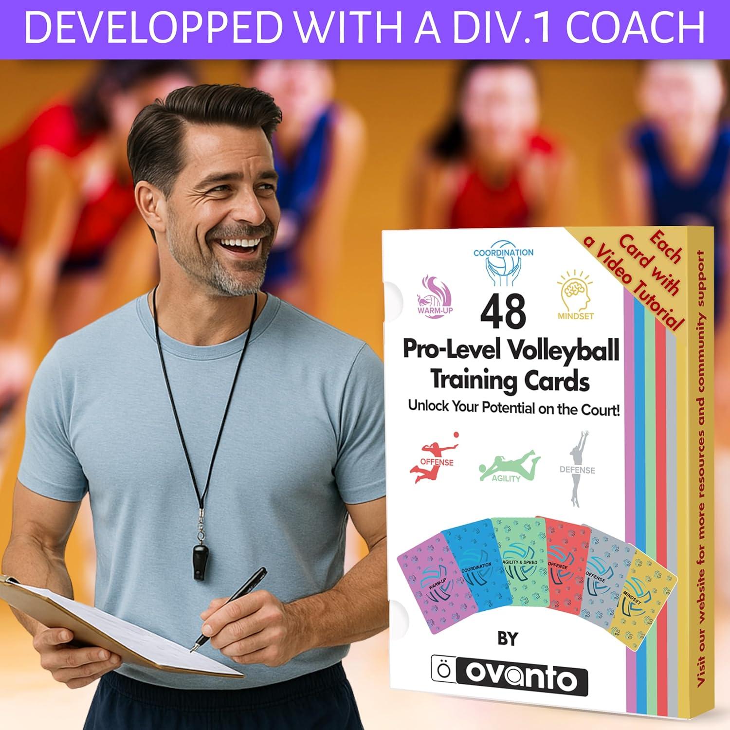 Kit de Entrenamiento de Voleibol OVANTO - 48 Tarjetas y E-Books