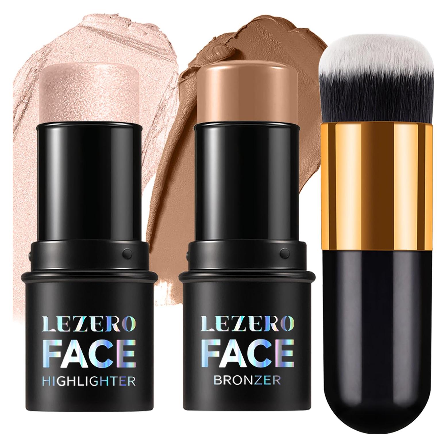 Juego de Contorno y Brochas Lezero - Barra Iluminador y Bronceador