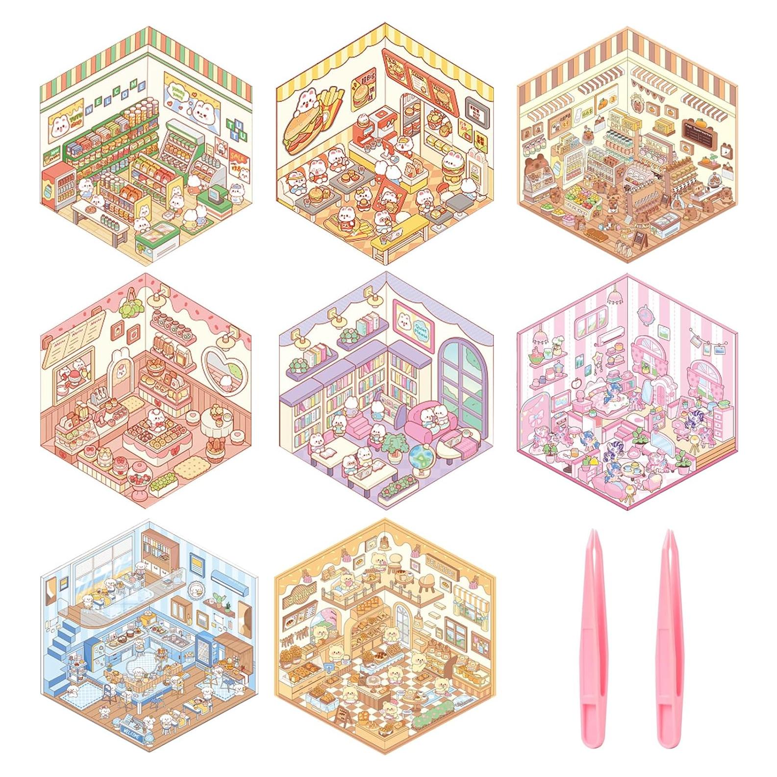 8 Juegos de Pegatinas 3D Cyhdddr para Crear Escenas