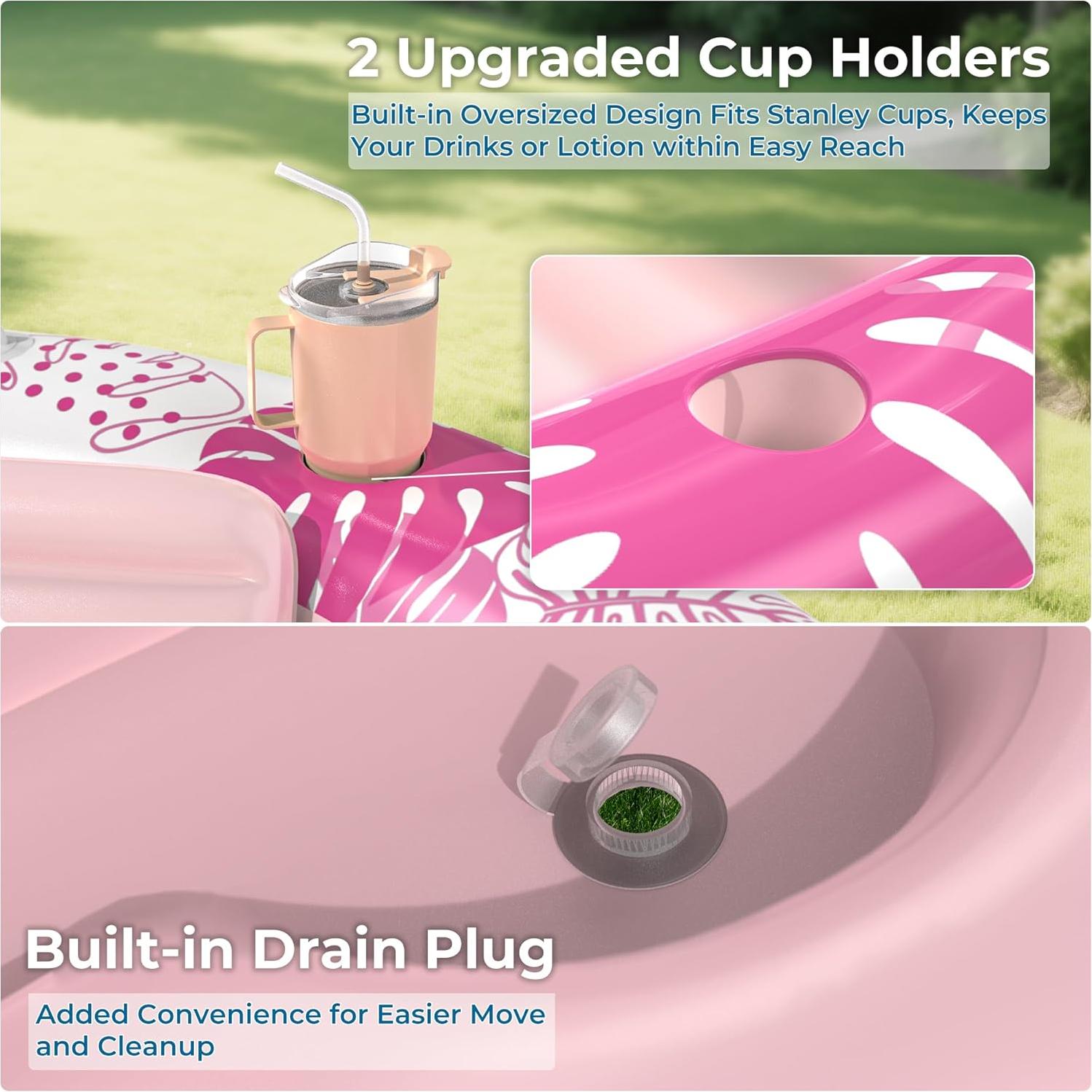 Flotador Inflable para Bronceado POOLACC 75x75cm Rosa