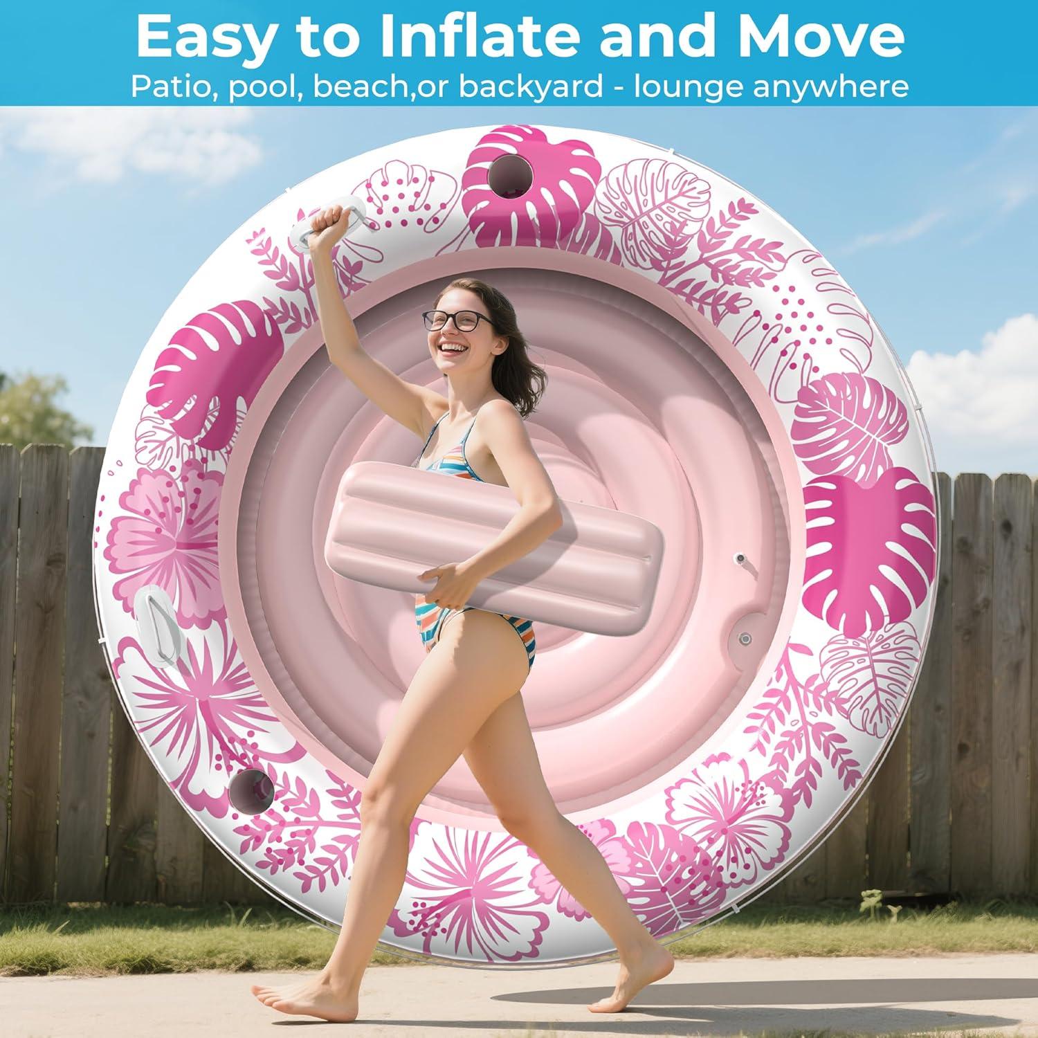 Flotador Inflable para Bronceado POOLACC 75x75cm Rosa