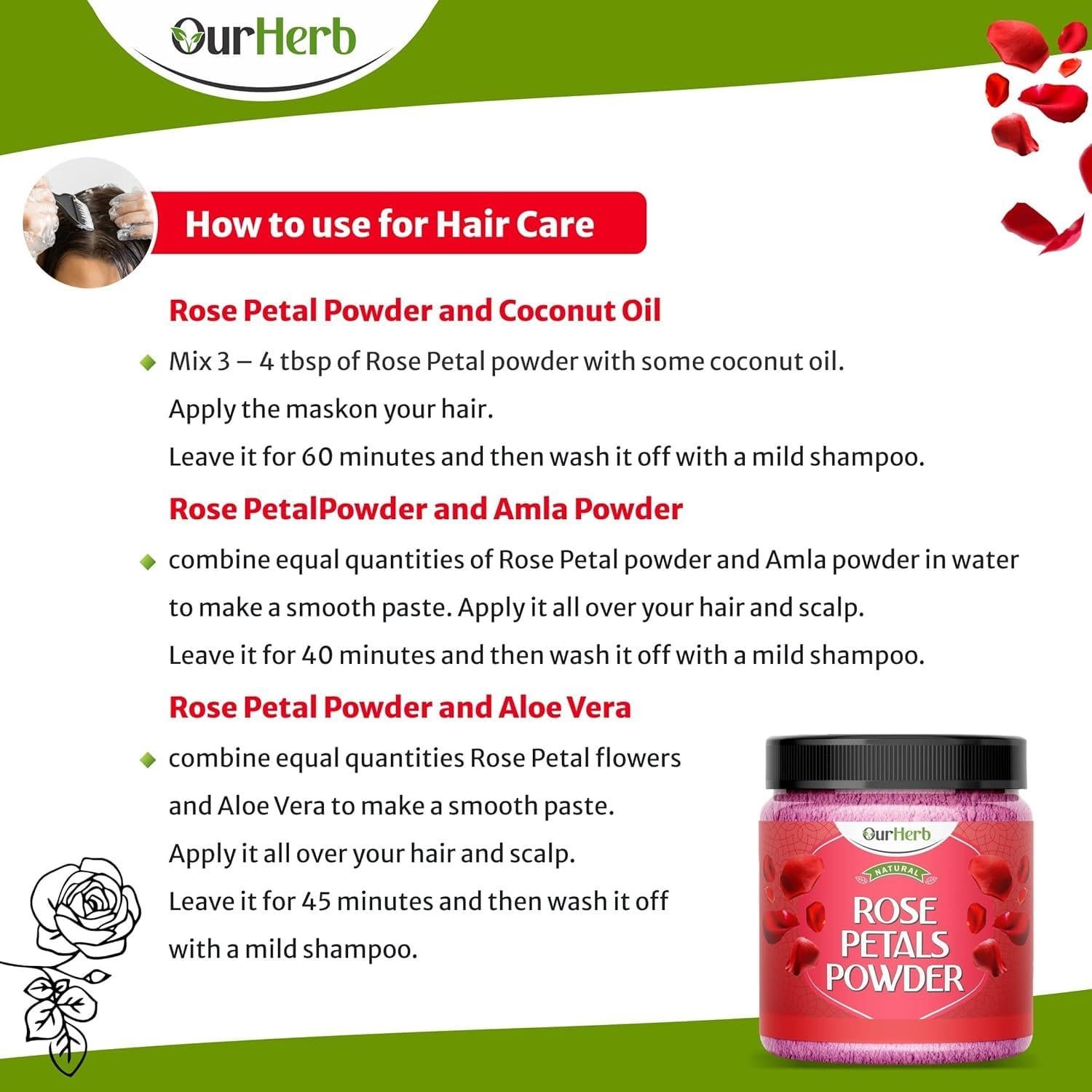 Polvo de Pétalos de Rosa Natural Clarity 200g - Máscara Facial