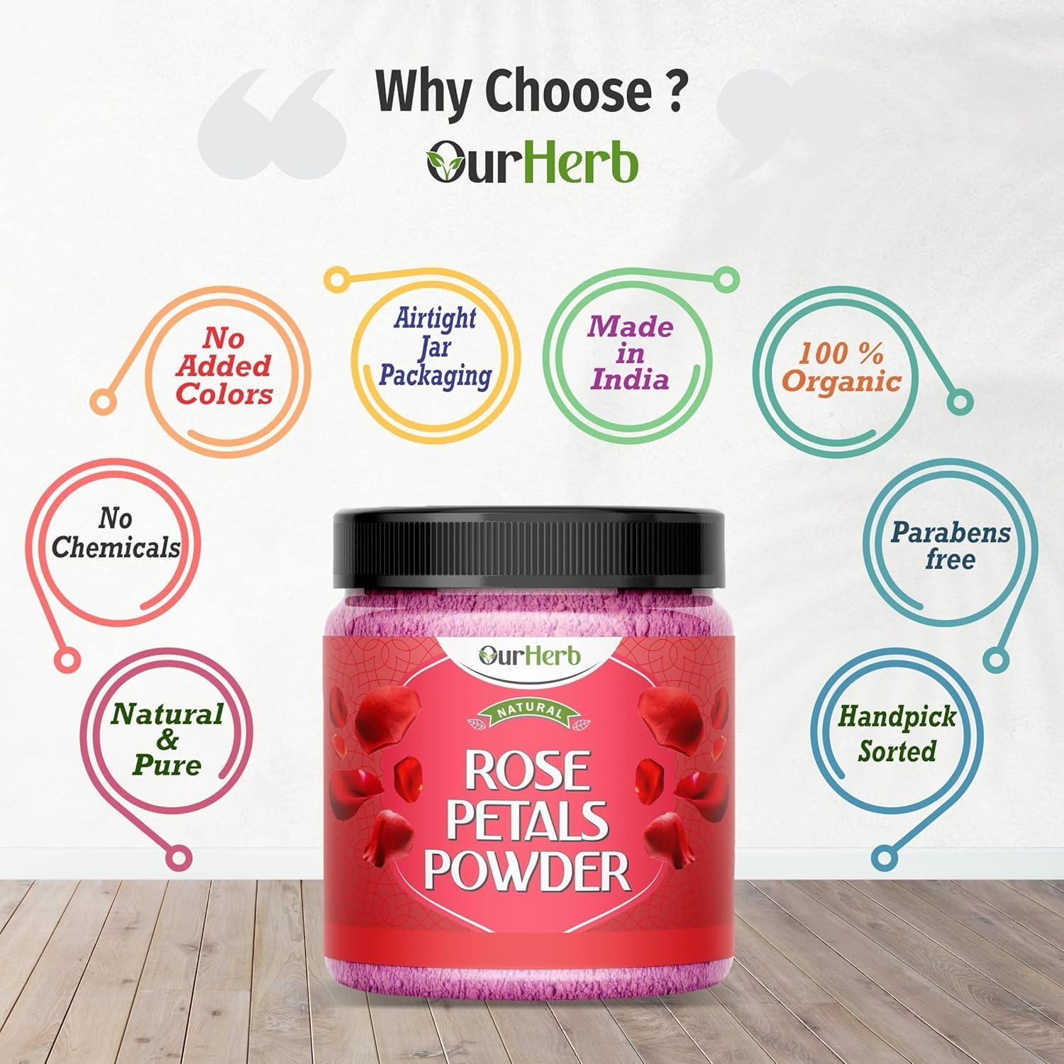 Polvo de Pétalos de Rosa Natural Clarity 200g - Máscara Facial