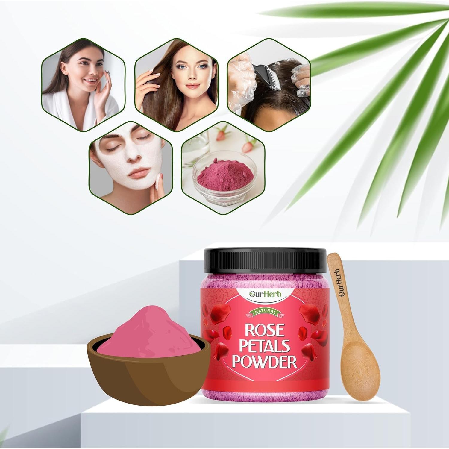 Polvo de Pétalos de Rosa Natural Clarity 200g - Máscara Facial