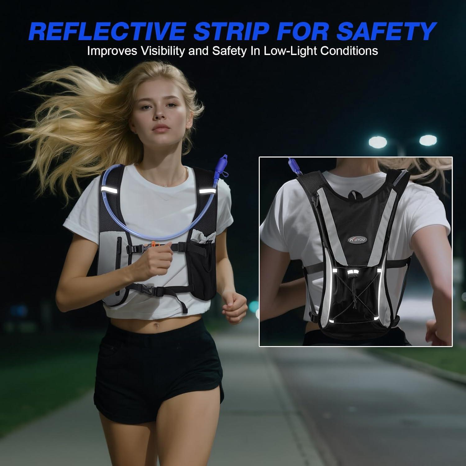 Chaleco de Hidratación KUYOU 2L con Correas Ajustables y Reflectante