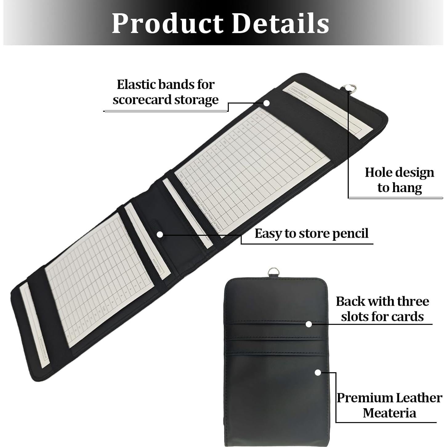Porta Tarjeta de Golf YFANITI de Cuero Sintético Negro