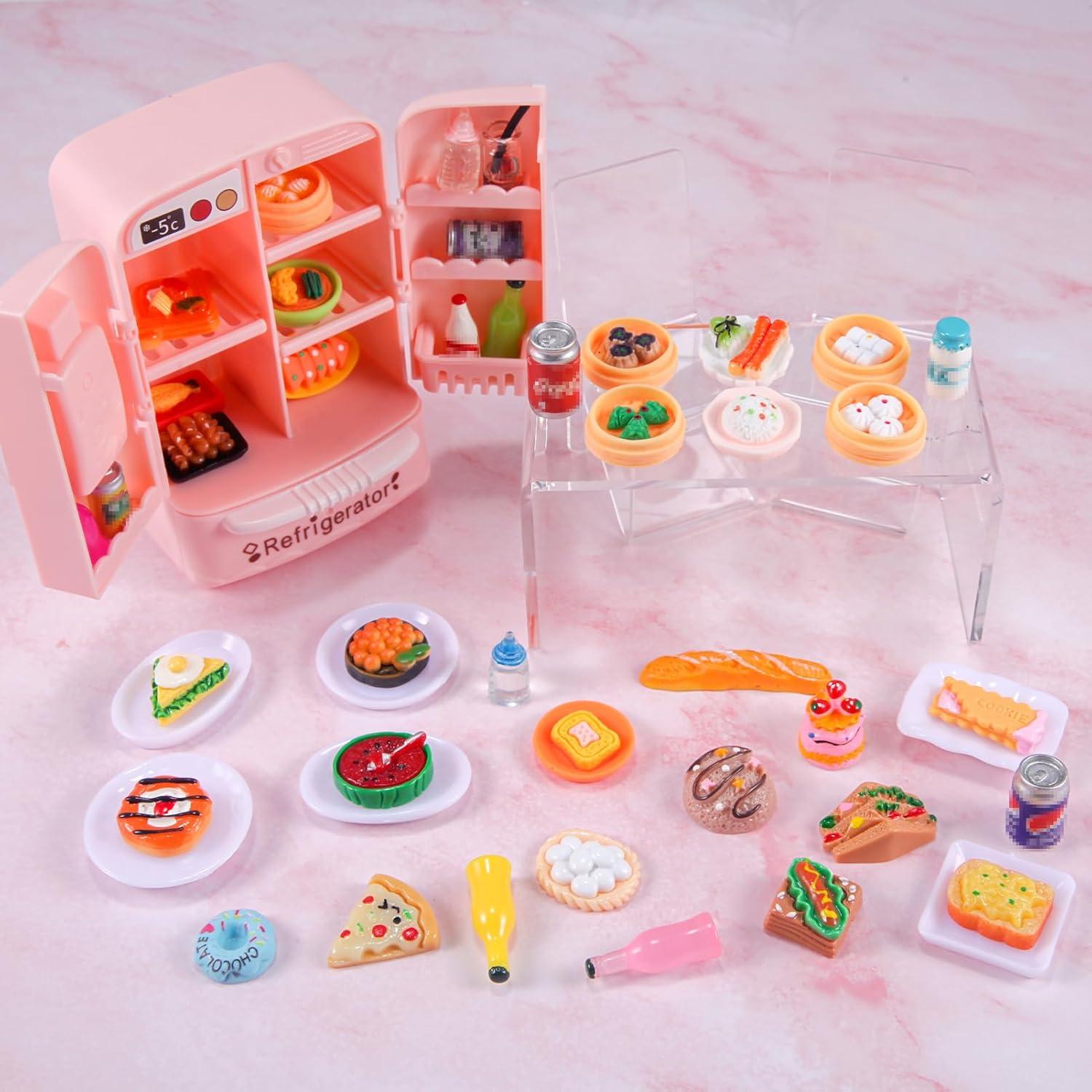 Mini Refrigerador Casa de Muñecas WEHOO con Comida y Muebles