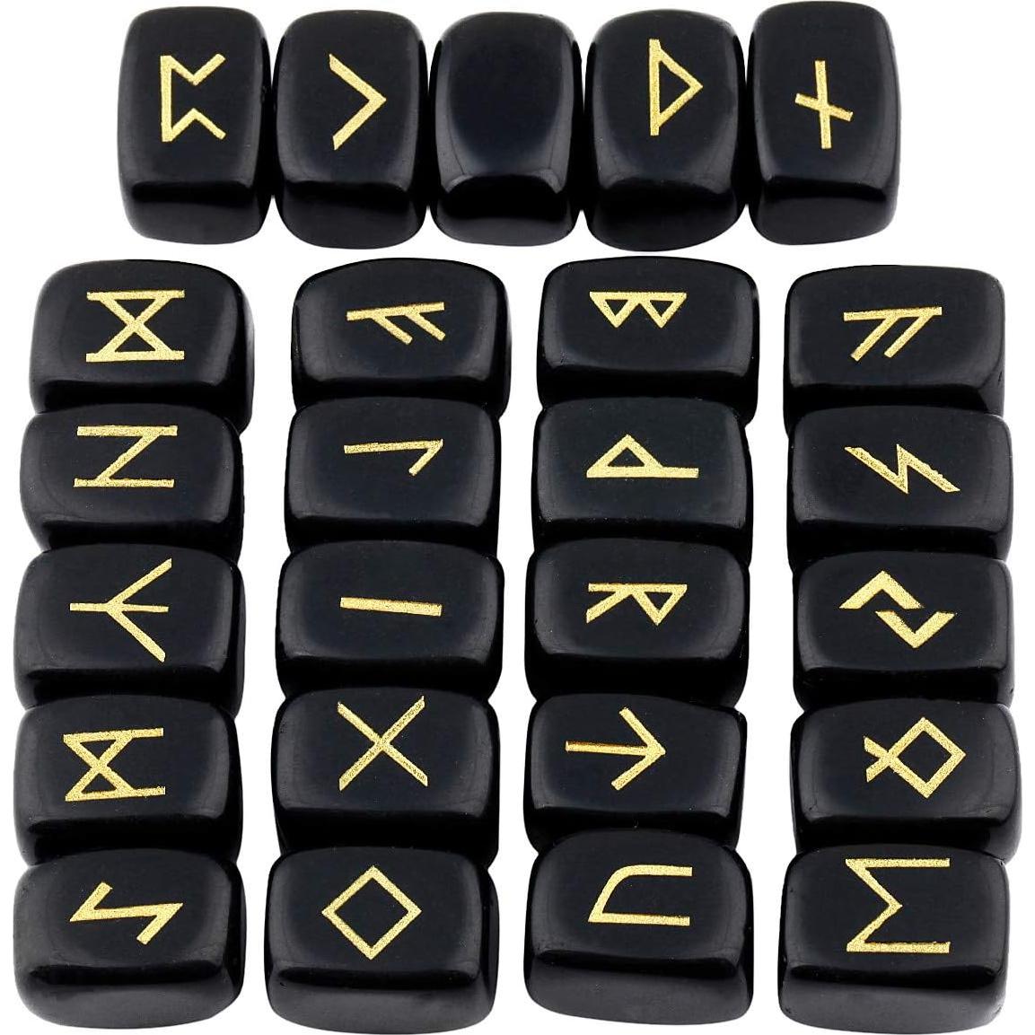 Conjunto de Runas Futhark y 6 Péndulos de Cristal Mookaitedecor