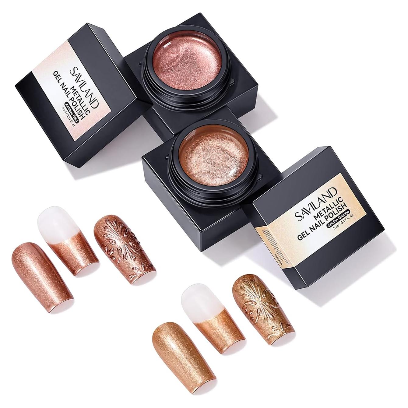 SAVILAND Set de Esmalte de Uñas en Gel Metálico 2PCS