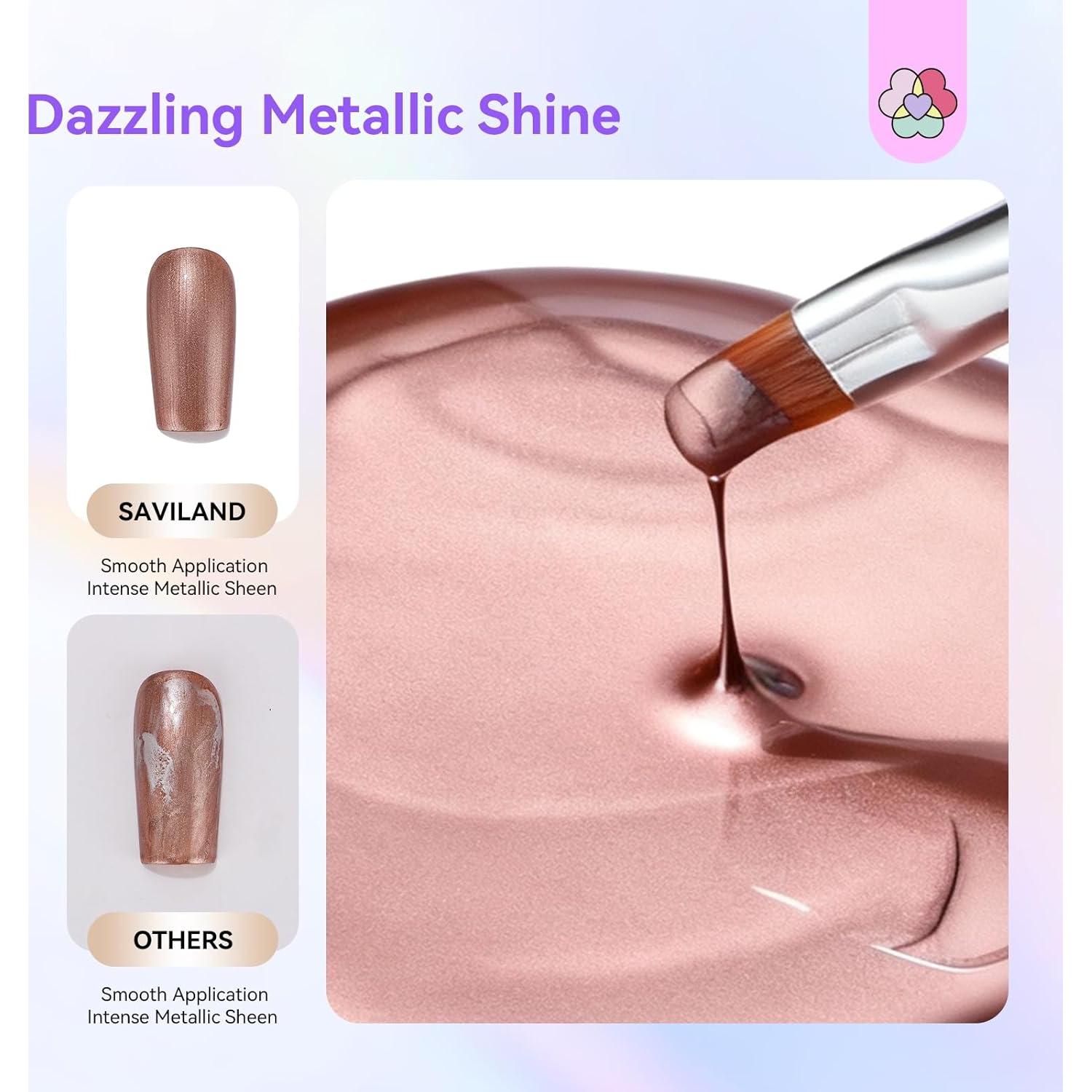 SAVILAND Set de Esmalte de Uñas en Gel Metálico 2PCS