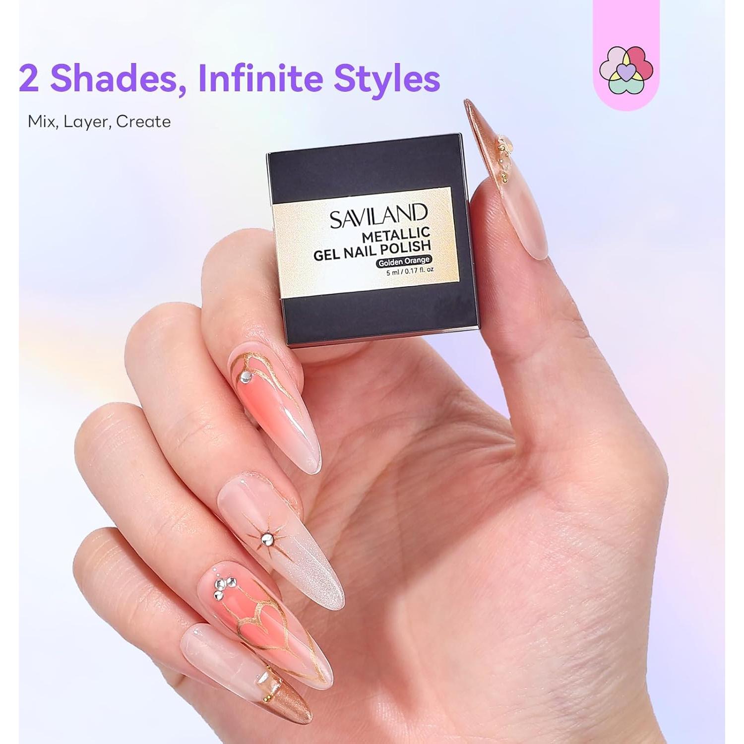 SAVILAND Set de Esmalte de Uñas en Gel Metálico 2PCS