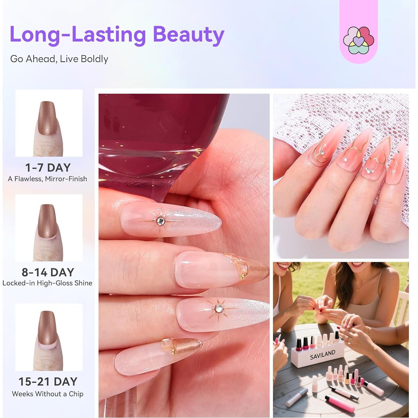 SAVILAND Set de Esmalte de Uñas en Gel Metálico 2PCS