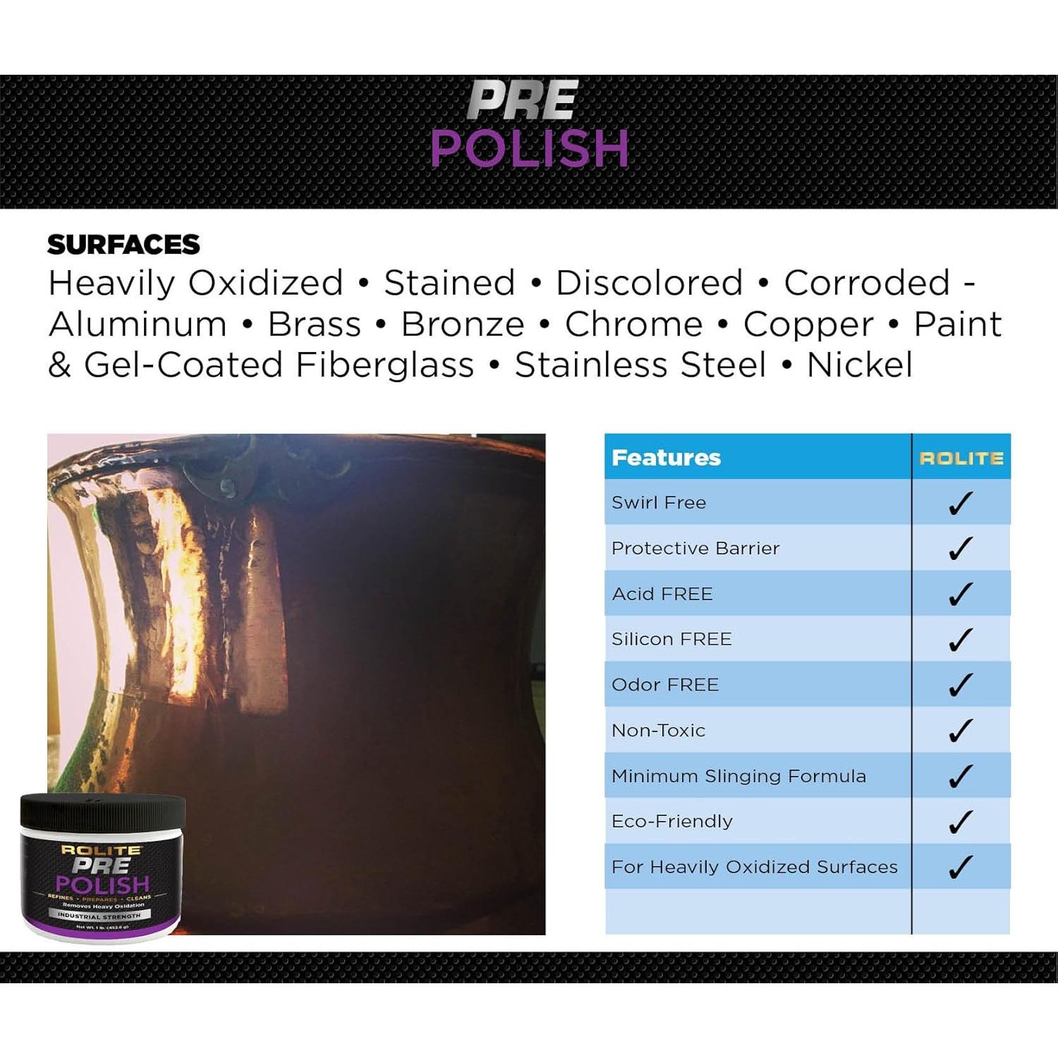 Pasta Pre-Polish Rolite 0.45 kg - Limpiador Metales Oxidados