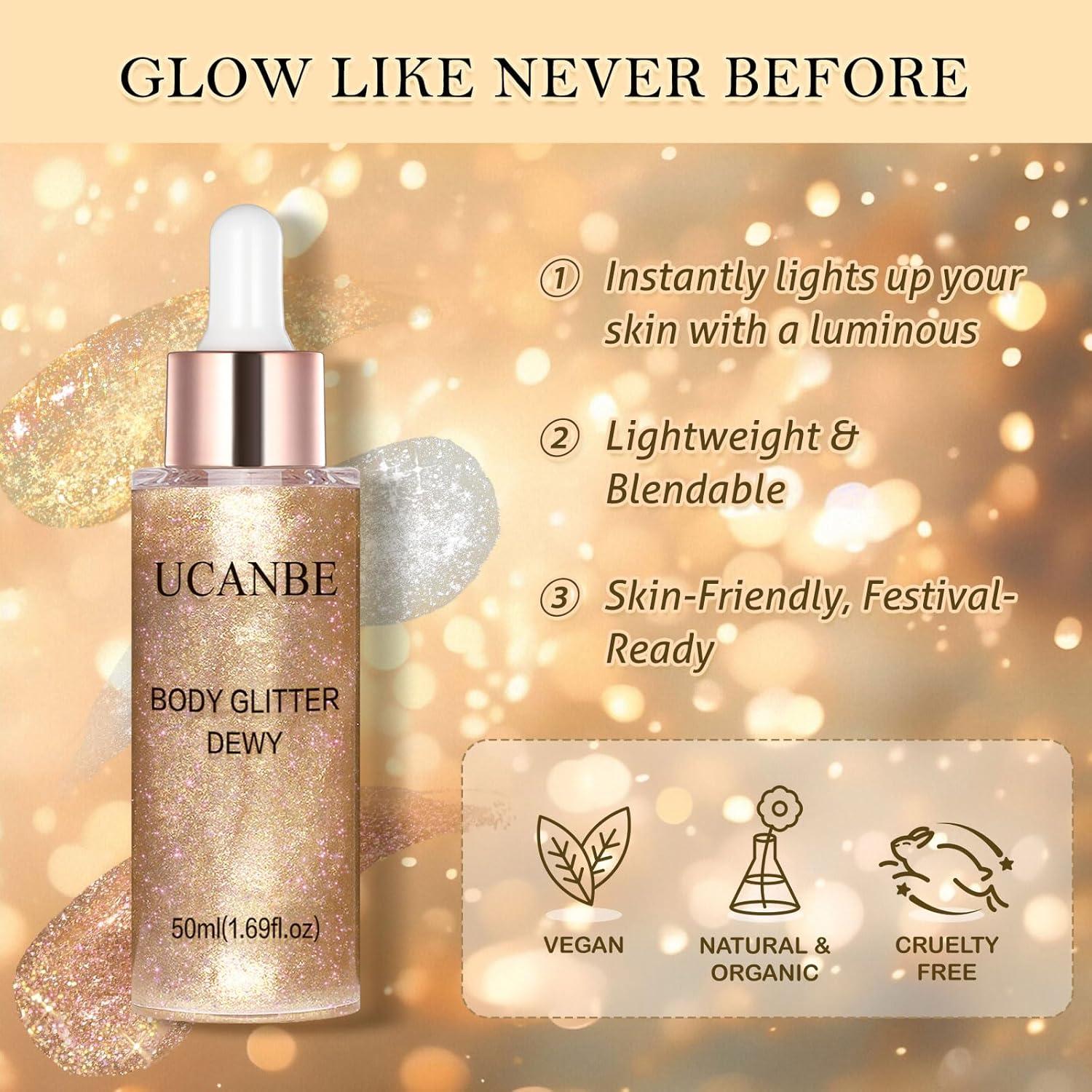 Gotas Iluminadoras UCANBEMAKEUP 03 Oro Rosa 12cm - Brillo Facial y Corporal