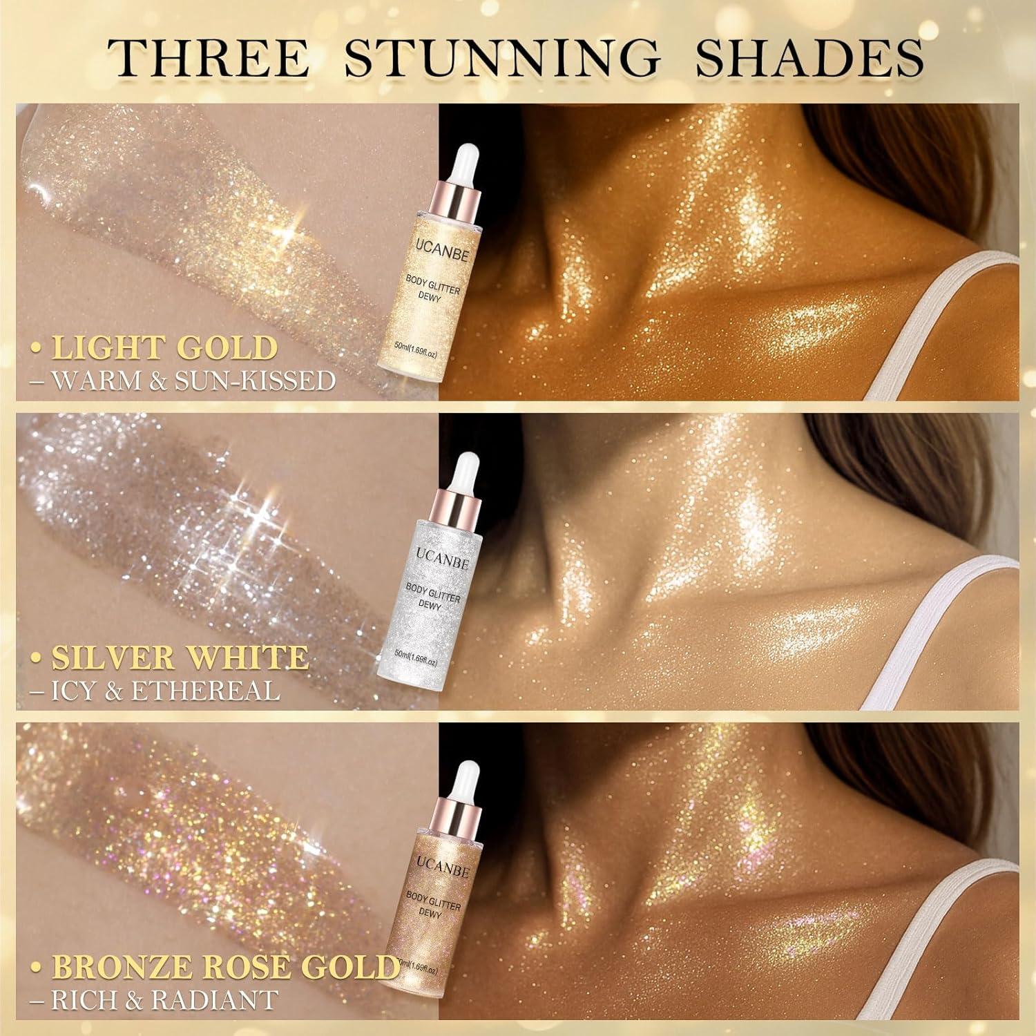 Gotas Iluminadoras UCANBEMAKEUP 03 Oro Rosa 12cm - Brillo Facial y Corporal