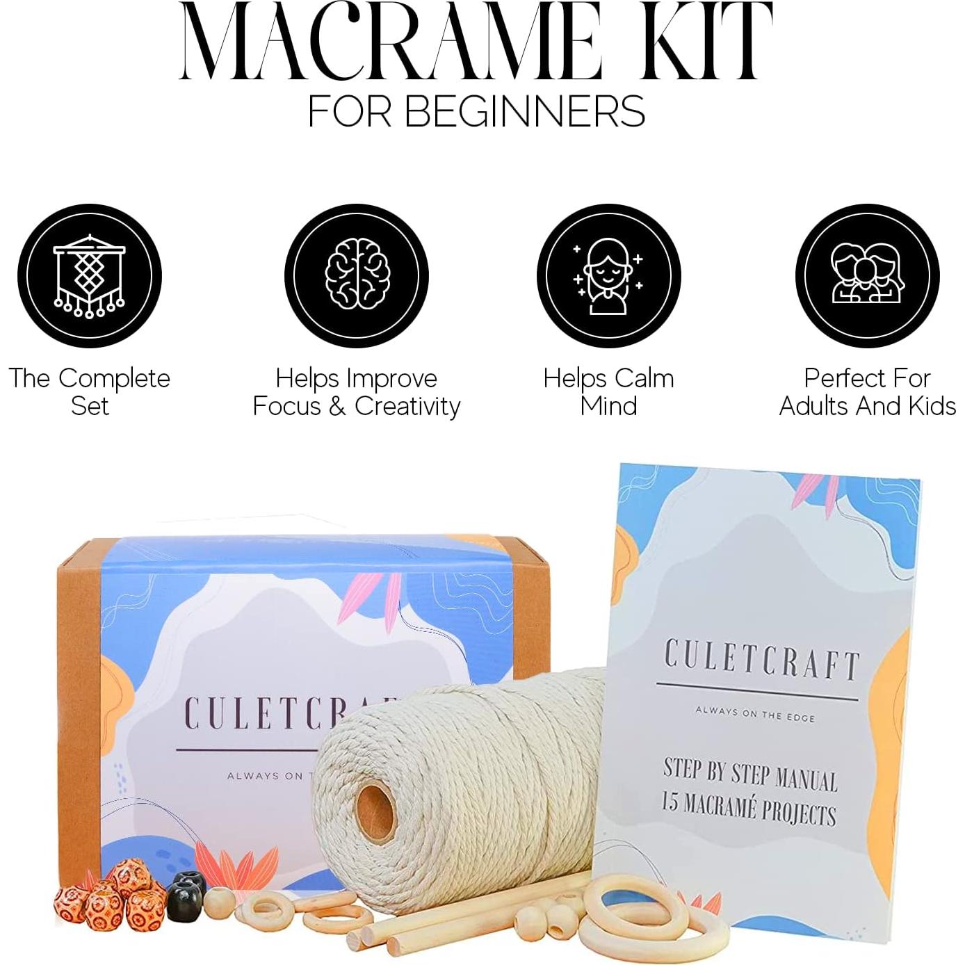 Kit de Macramé CULETCRAFT 153 piezas con libro y accesorios