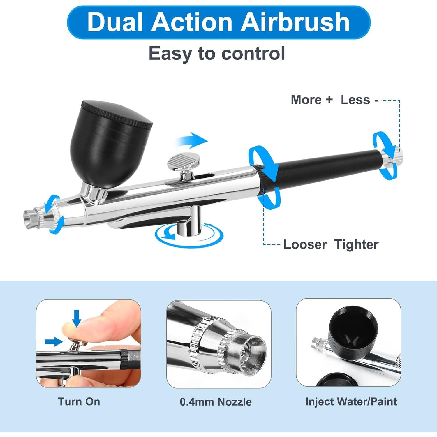 Kit de Aerógrafo Portátil Nlapldy ZJ-ZYY 34PSI 0.4mm Negro