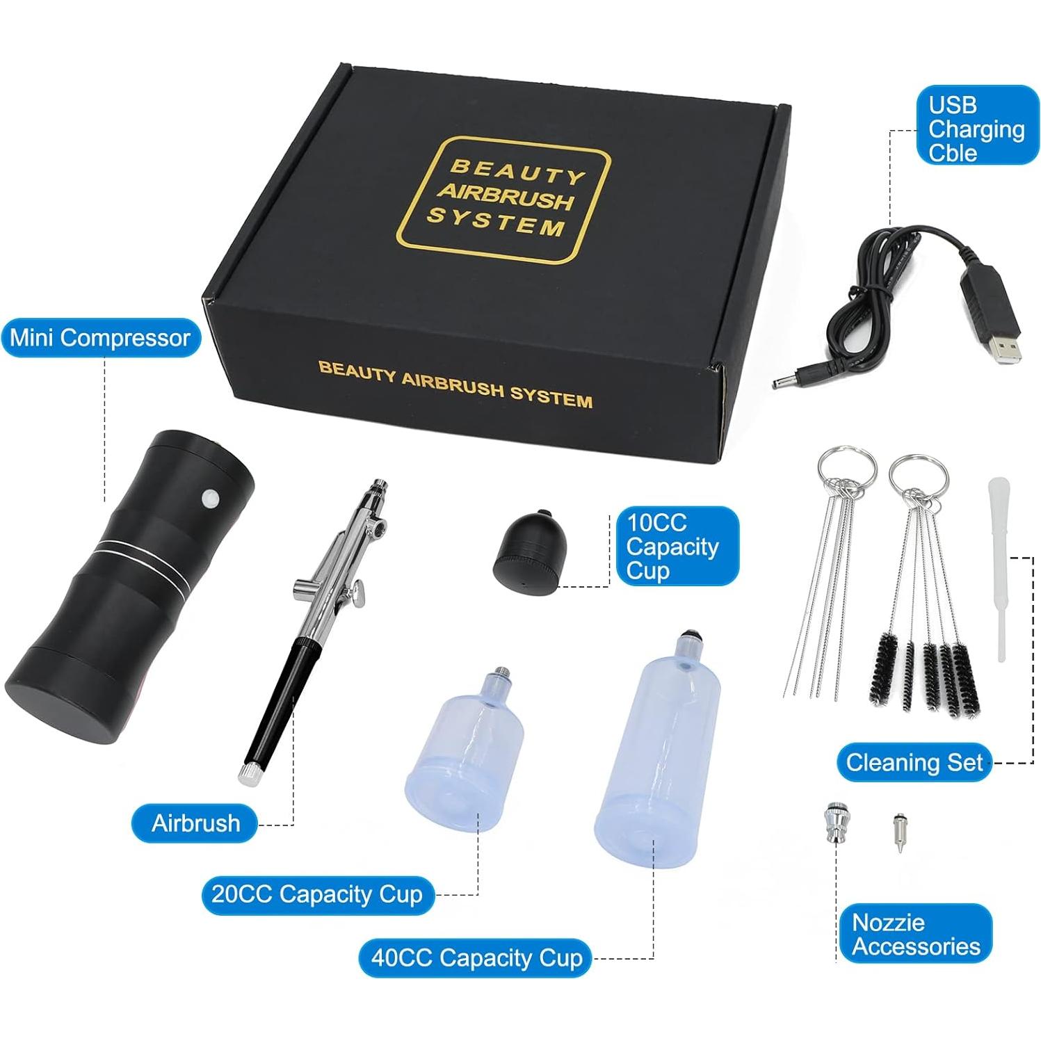 Kit de Aerógrafo Portátil Nlapldy ZJ-ZYY 34PSI 0.4mm Negro