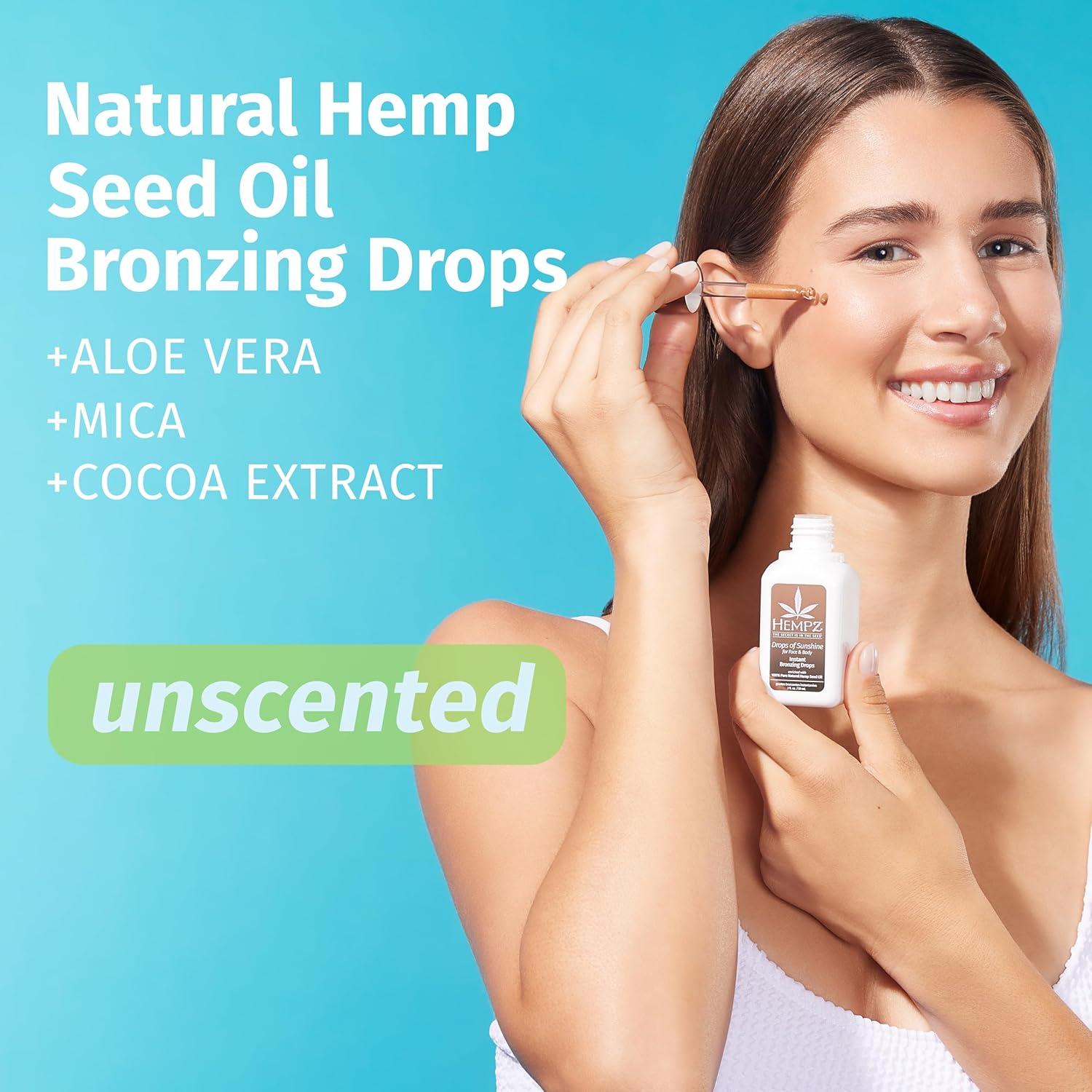 Gotas Bronceadoras Hempz 60 ml para Cara y Cuerpo Sin Fragancia