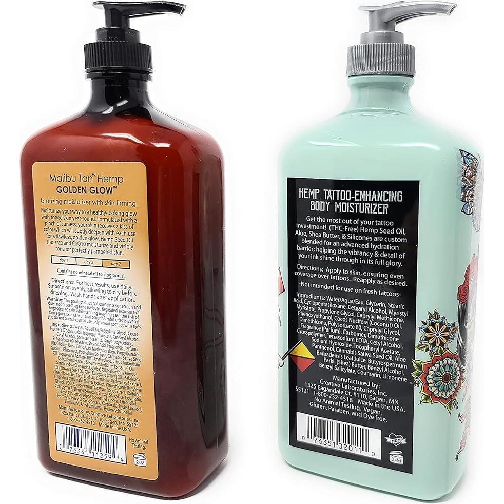 Hidratante Corporal Mejorador de Tatuajes Malibu 532 ml + 532 ml