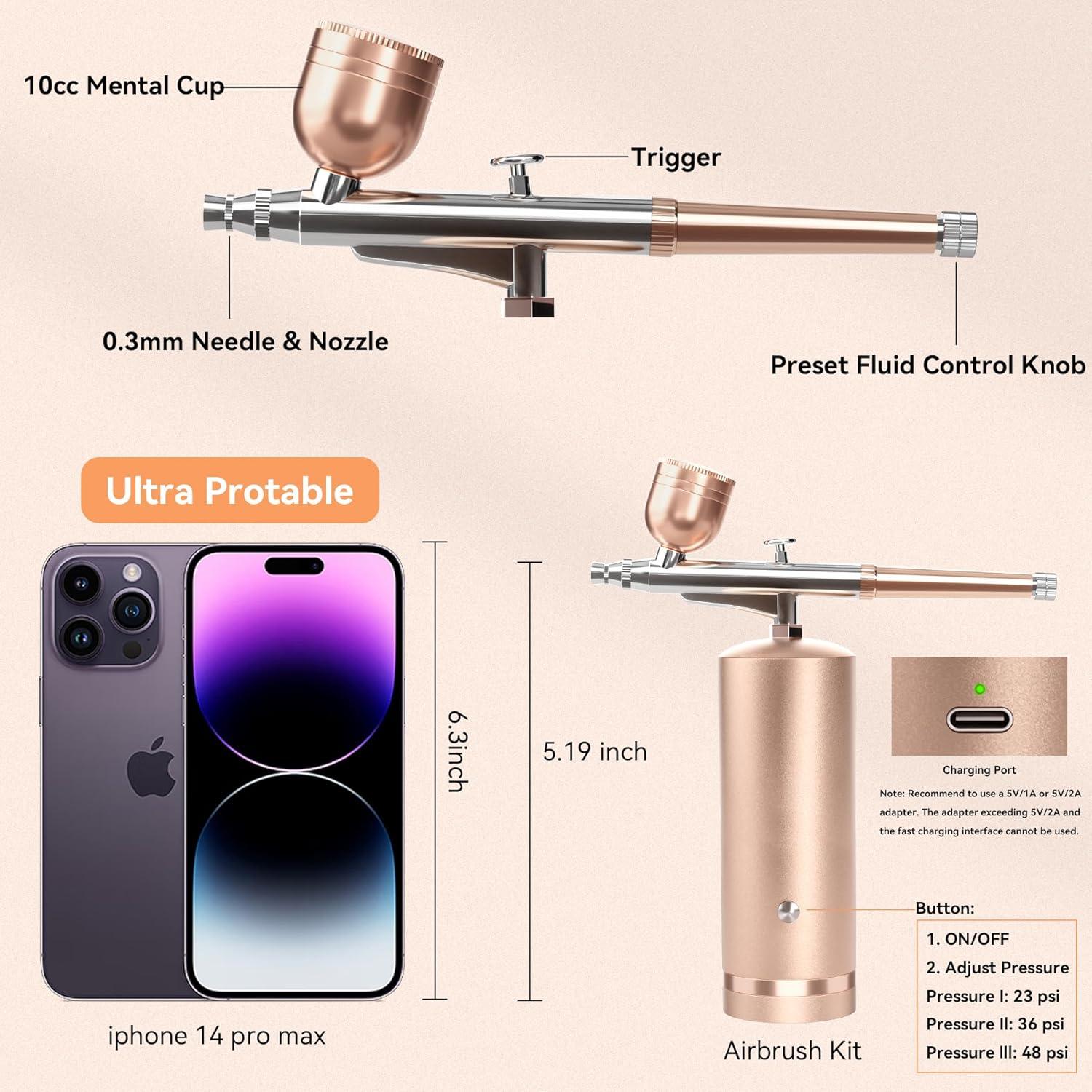 Kit de Aerógrafo Inalámbrico GEDSTMDRK AB-003 48PSI 0.3mm