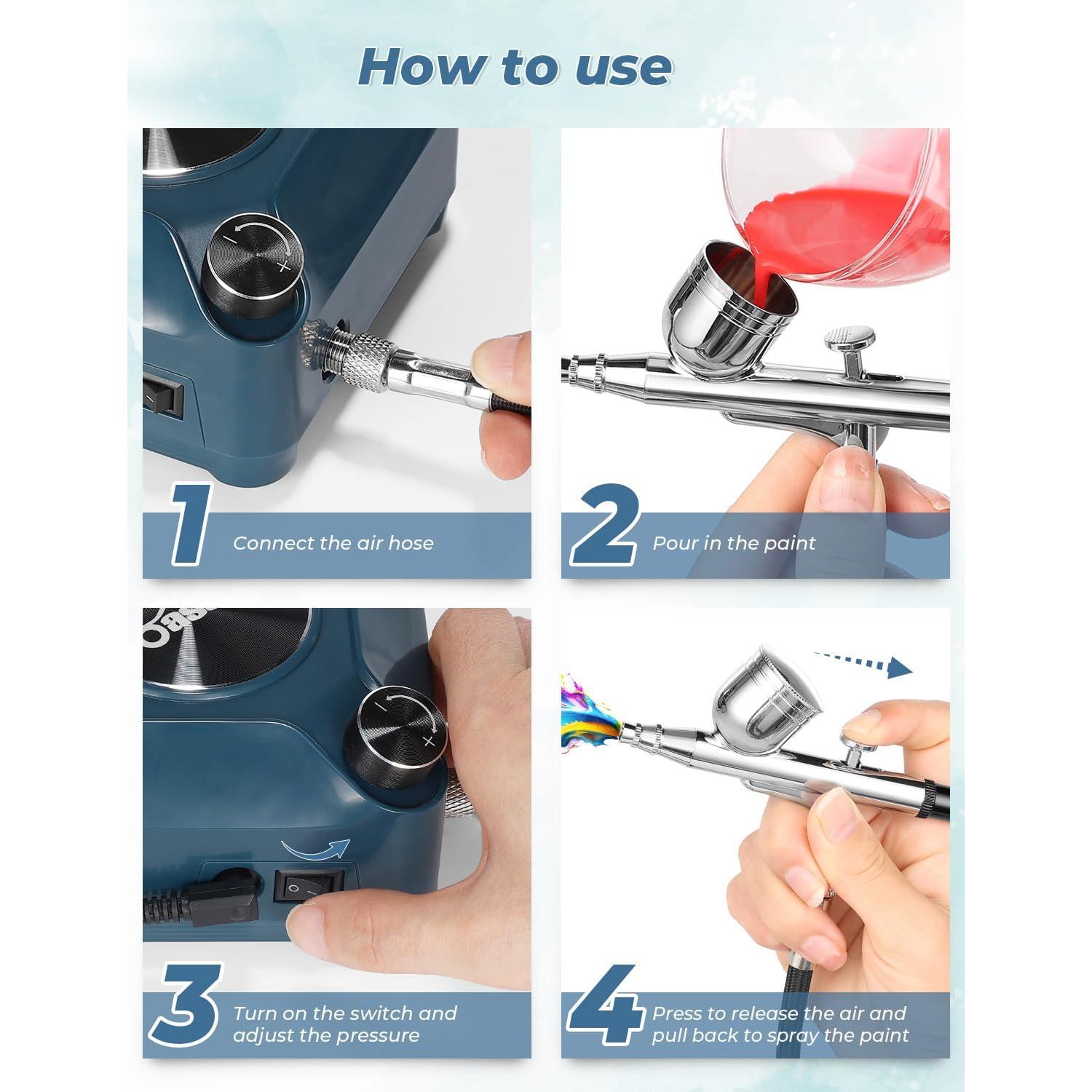 Kit de Aerógrafo Oasser con Compresor 40 PSI 10.5 L/min