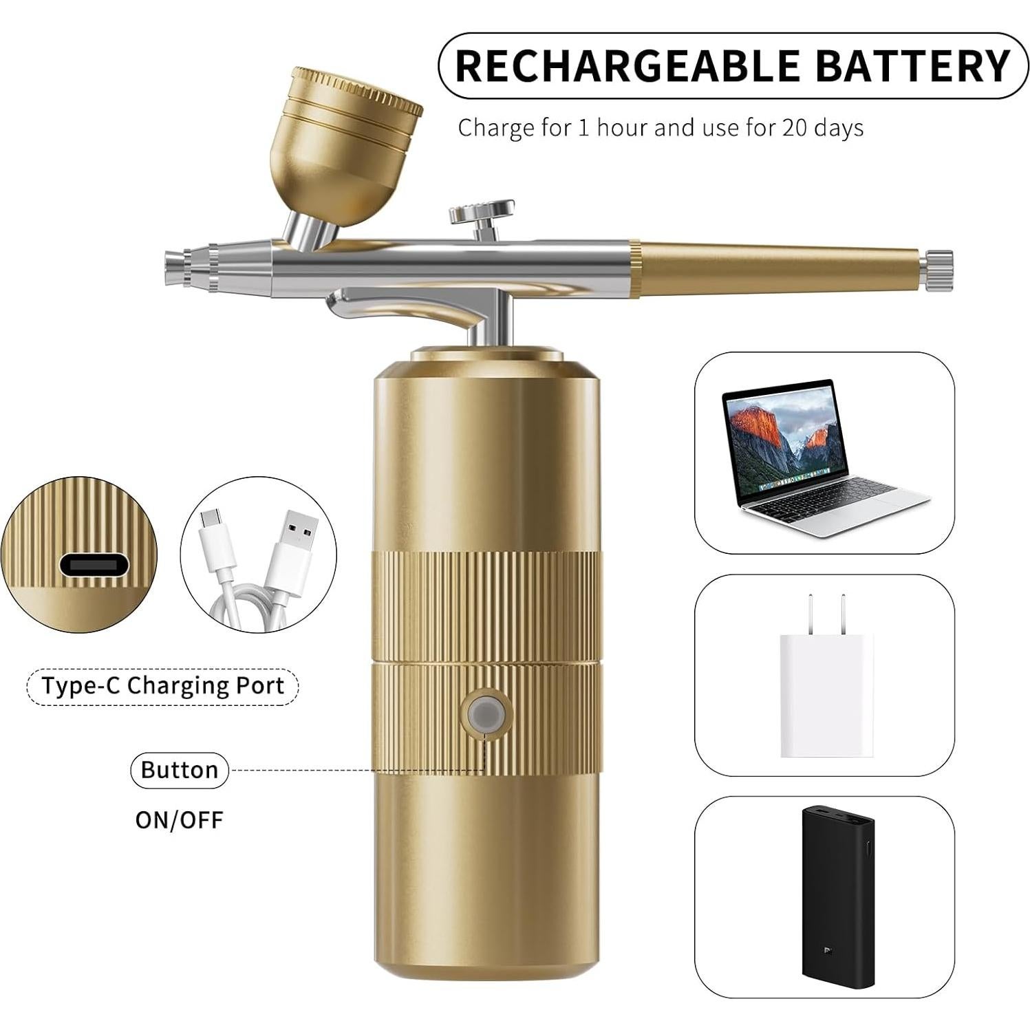 Kit de Aerógrafo Portátil CBVCBV GL-Airbrush-201 48PSI Oro