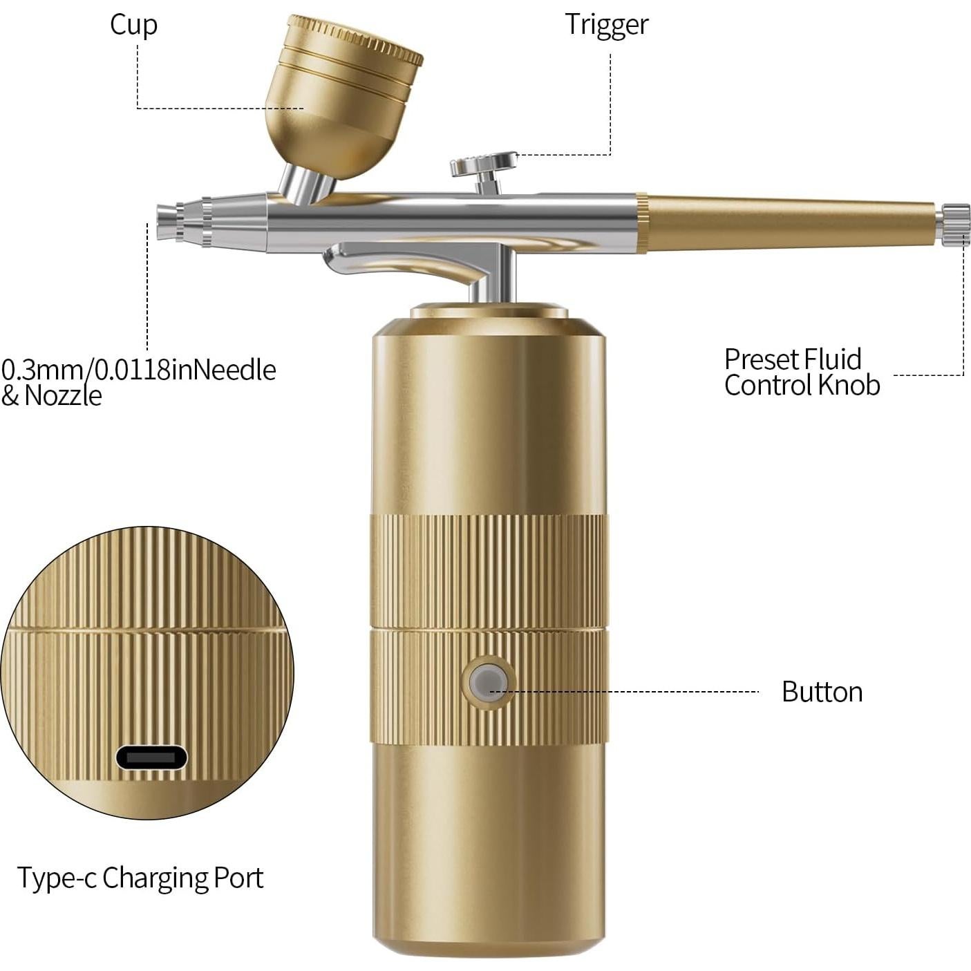 Kit de Aerógrafo Portátil CBVCBV GL-Airbrush-201 48PSI Oro