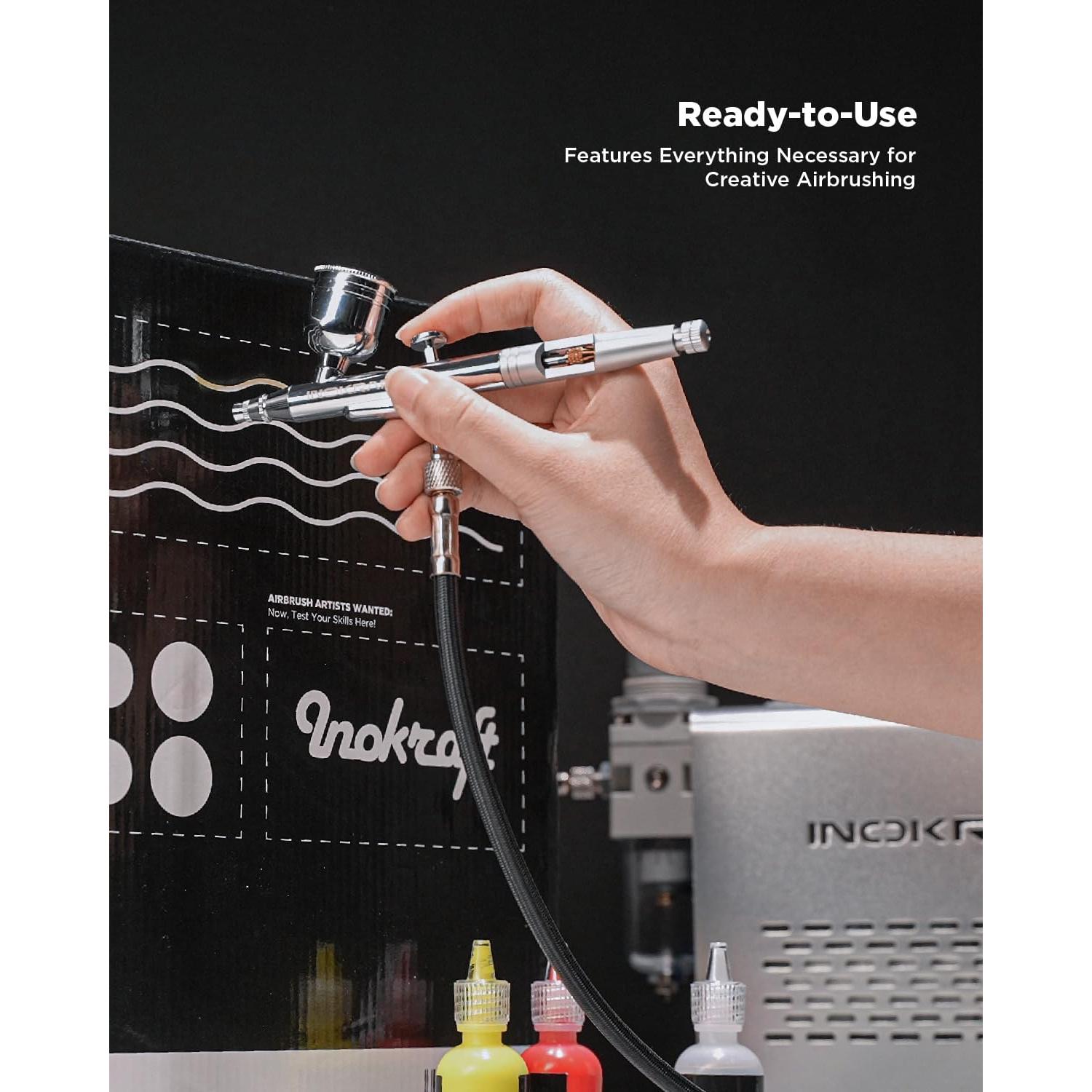 Kit de Aerógrafo InoKraft con Compresor Silencioso 1/6 HP