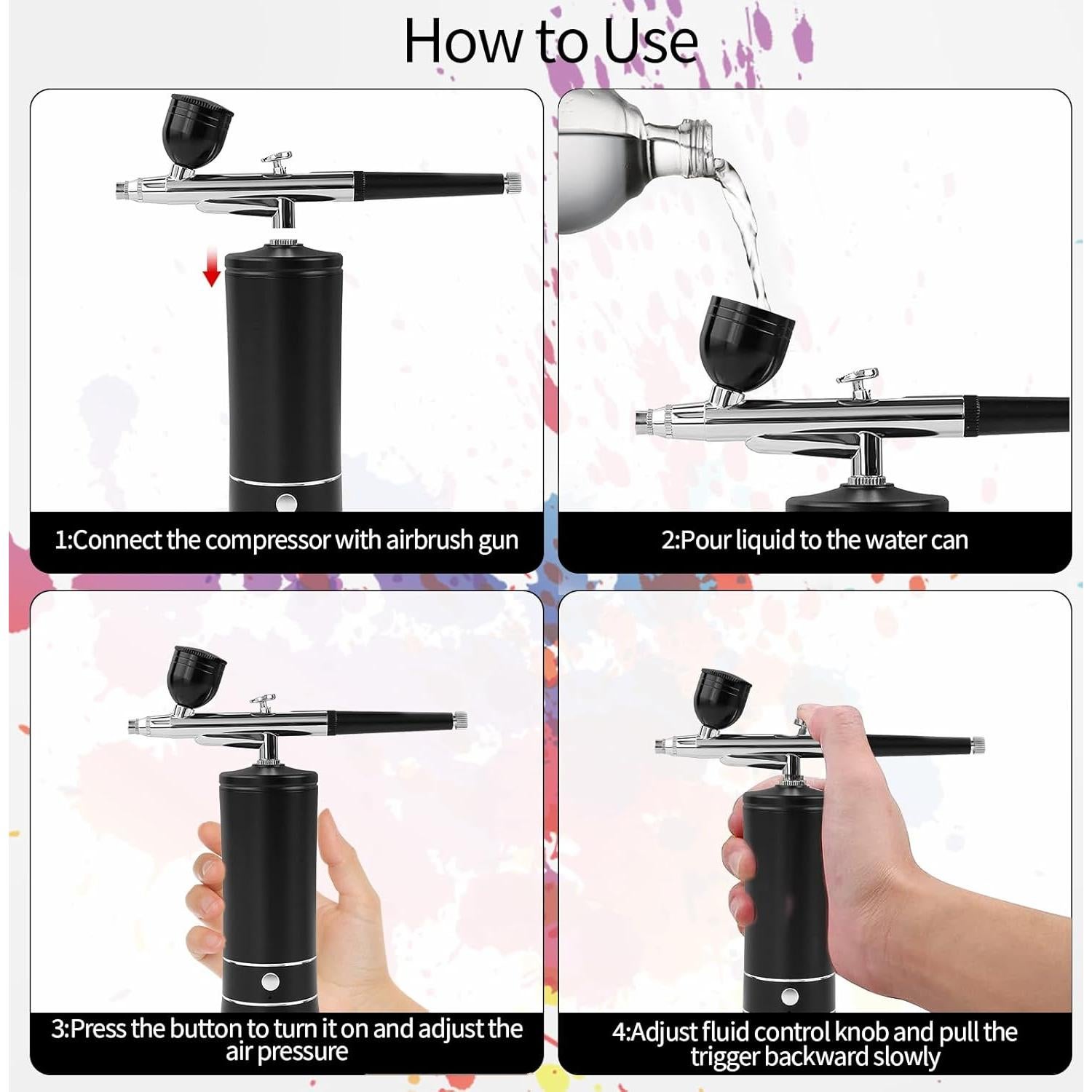 Kit de Aerógrafo Inalámbrico Crpen GX-777 con Compresor