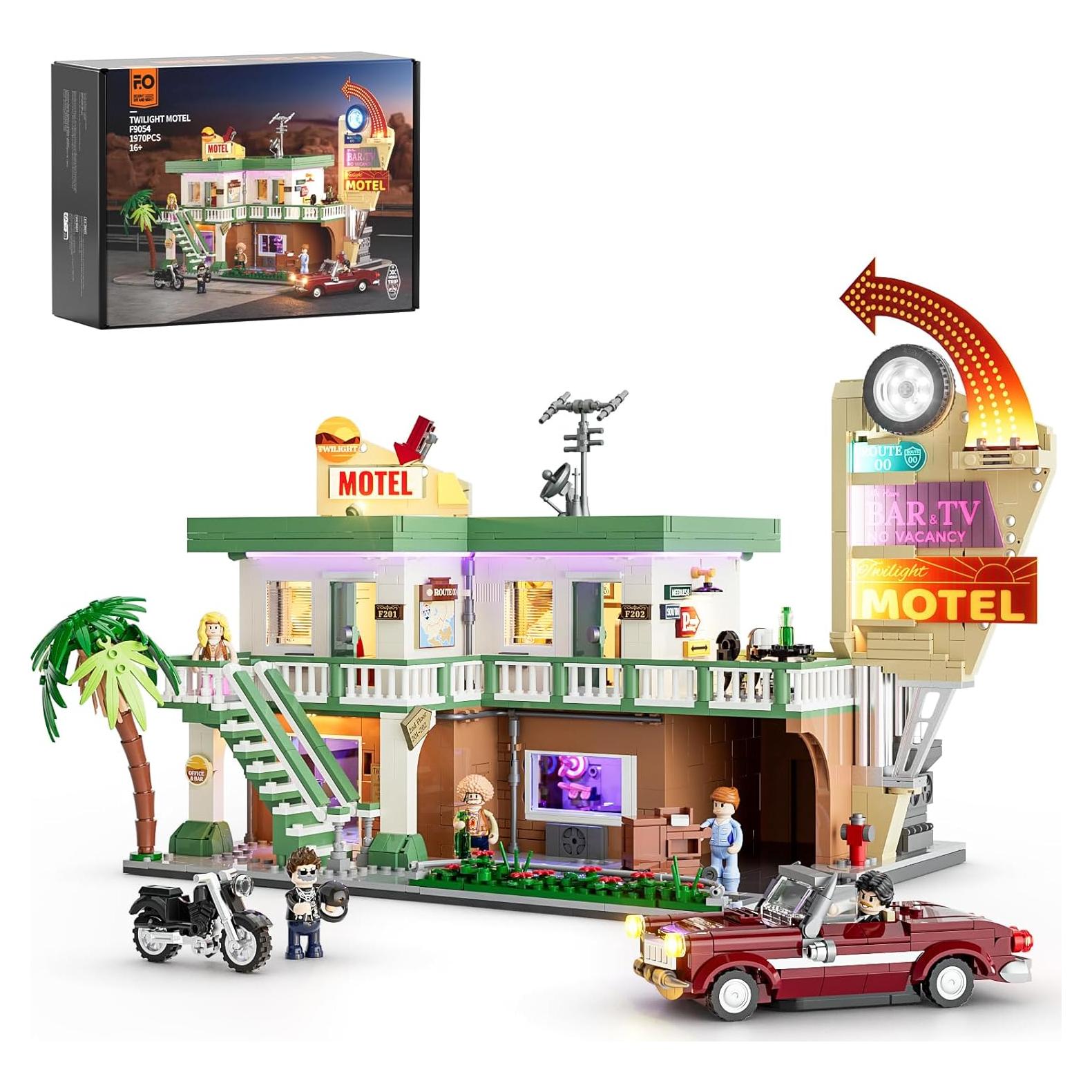 Set de Construcción FUNWHOLE Motel Vintage 1970 con Luces LED