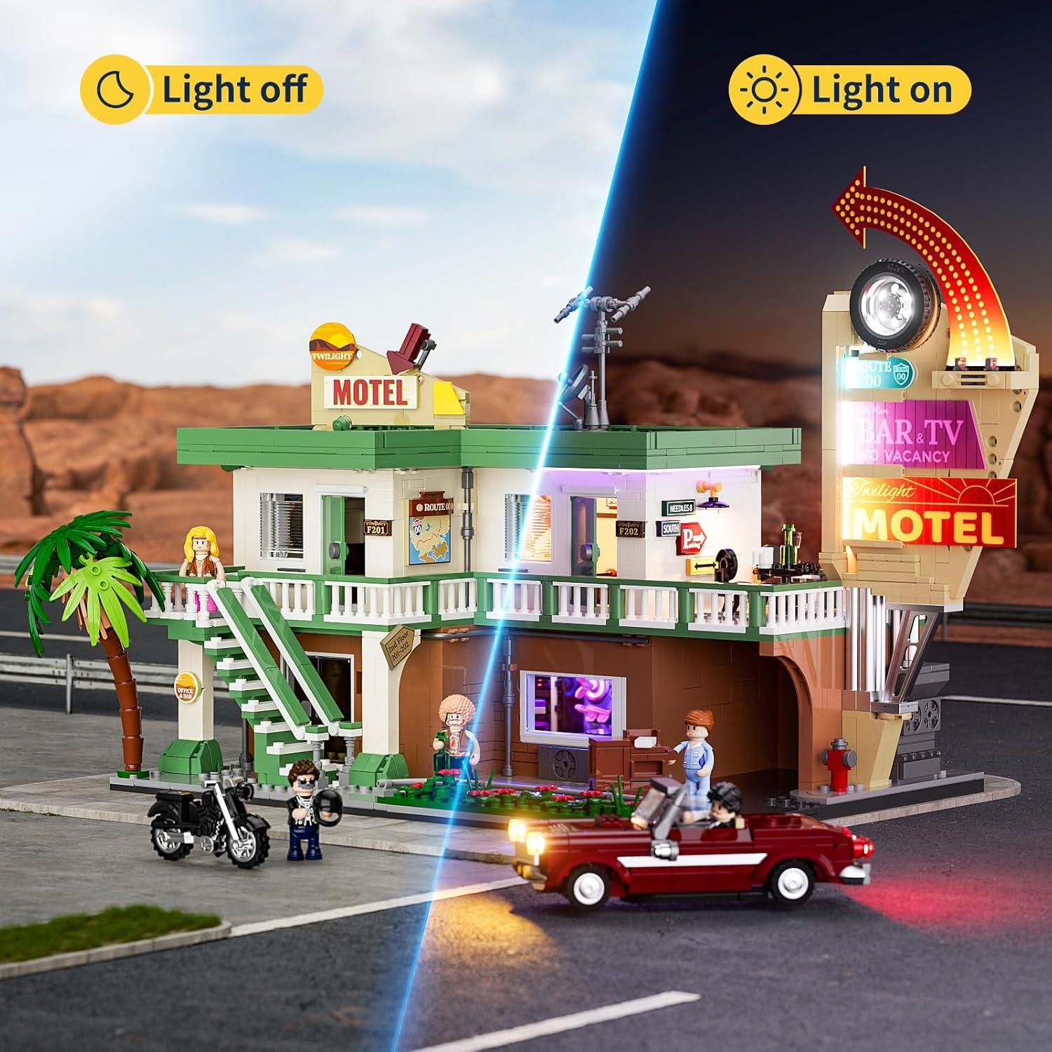 Set de Construcción FUNWHOLE Motel Vintage 1970 con Luces LED