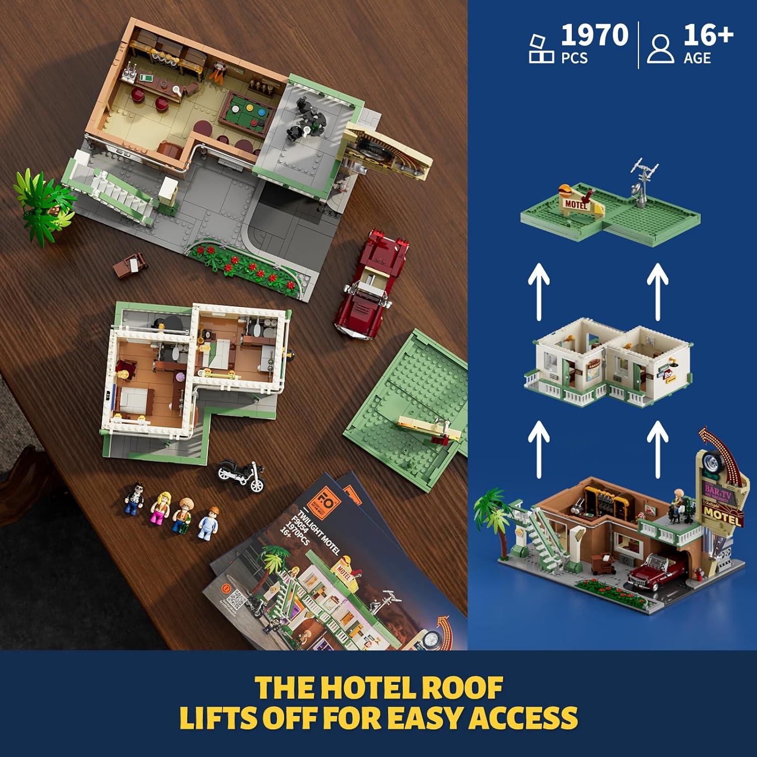 Set de Construcción FUNWHOLE Motel Vintage 1970 con Luces LED