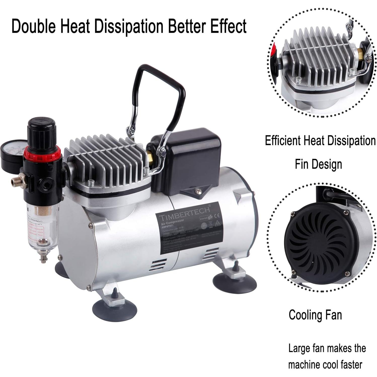 Compresor de Aerógrafo Timbertech ABPST07 1/6HP Silencioso